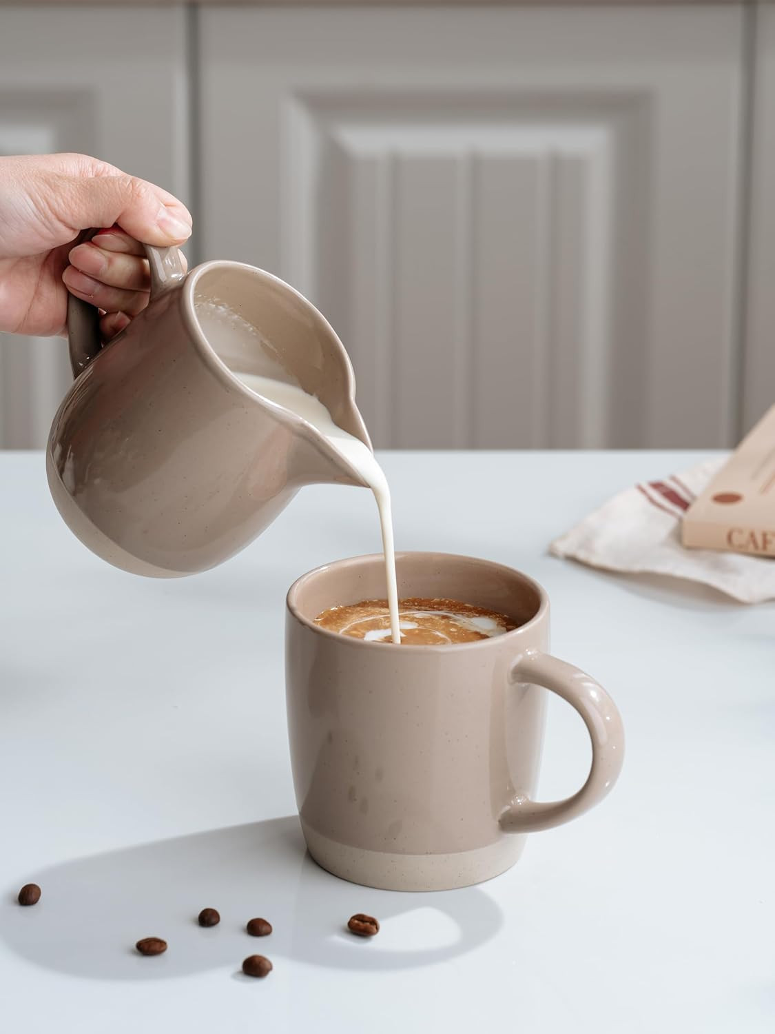 Milkyway 13oz Creamer with Handle, Ceramic Coffee/Milk/Sauce/Serving/Salad Pitch
