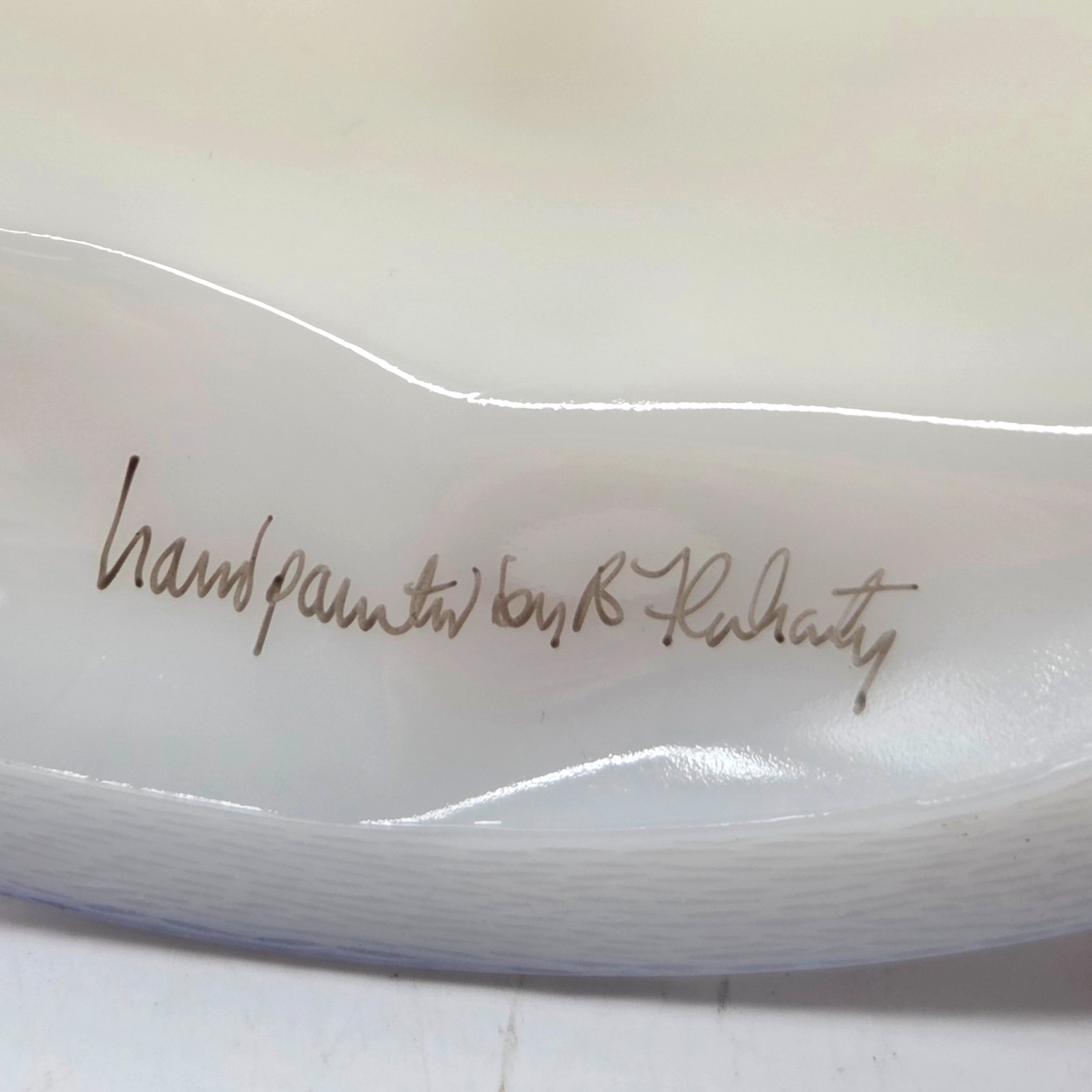 FENTON COVERED EASTER BUNNY DISH Irridescent Nest HAND PAINTED SIGNED by ARTIST