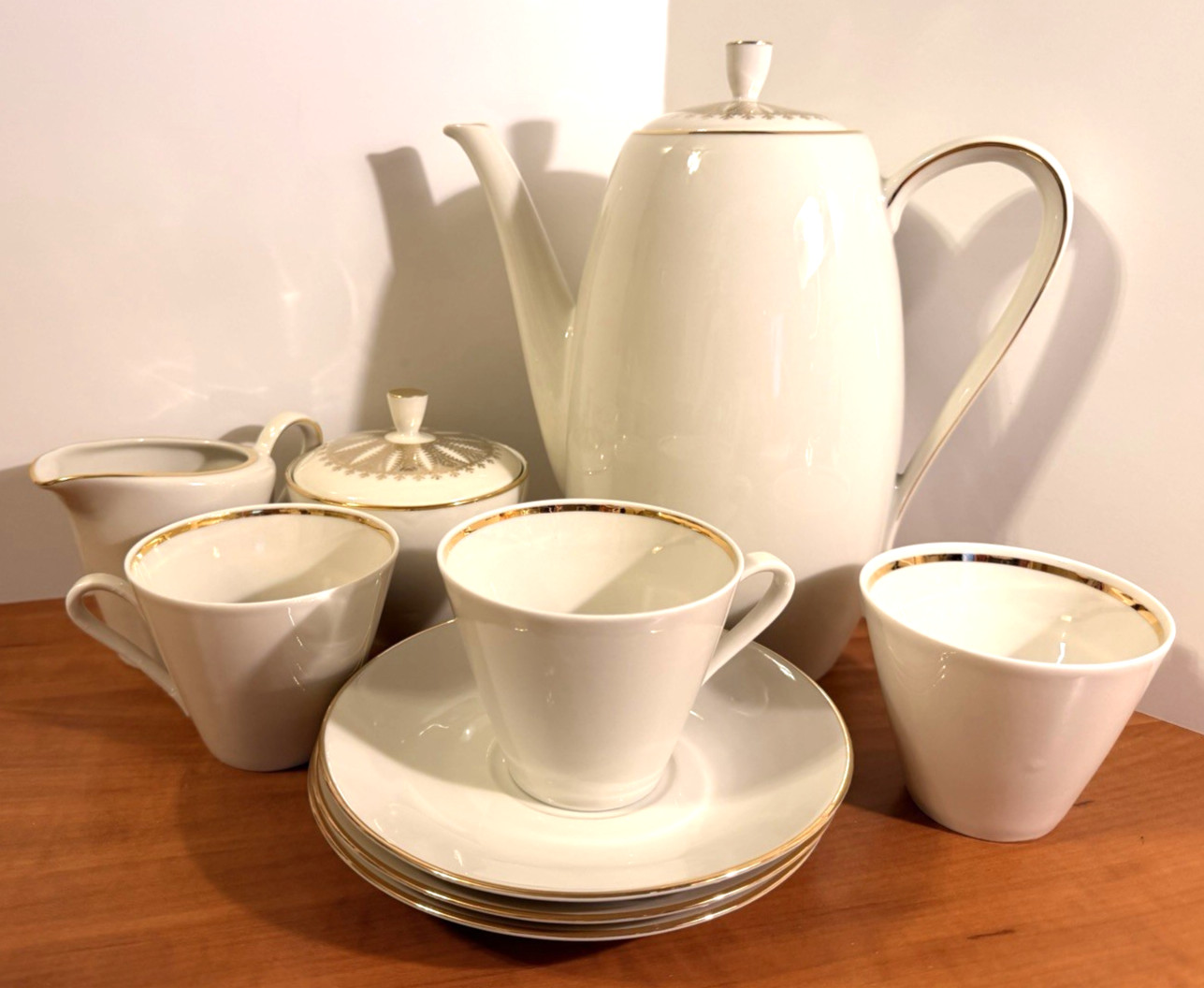 Winterling Kirchenlamitz Bavaria White Gold Coffee Server Set