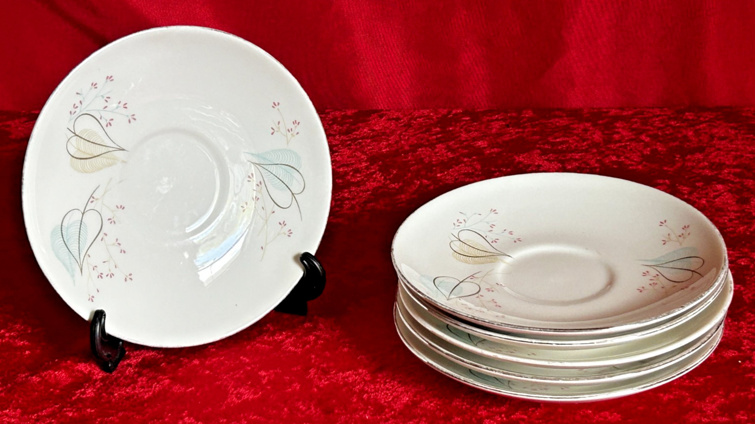 Set of 6 Homer Laughlin Fine China Triumph Woodland 6″ Saucers