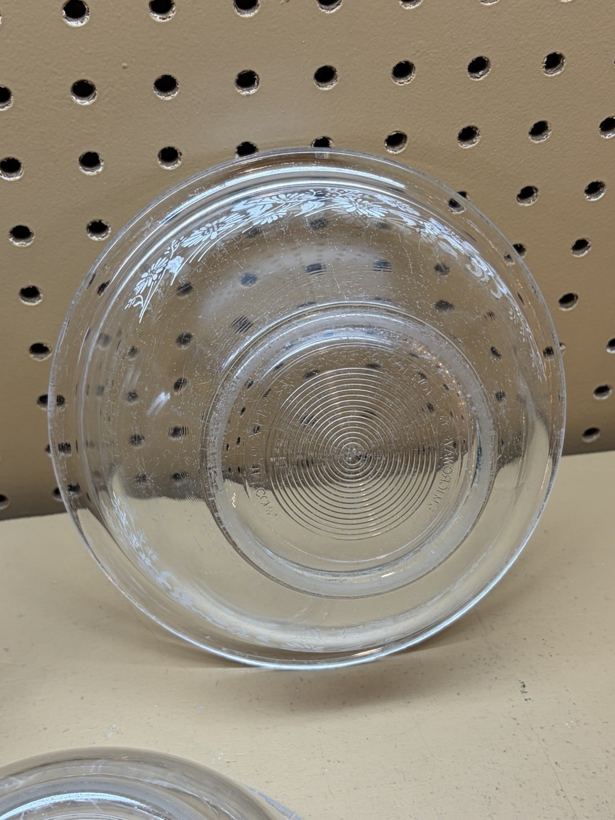 3- Pyrex Clear Colonial Mist White Lace Nesting Mixing Bowl Set 322 (2X) 323 (1)