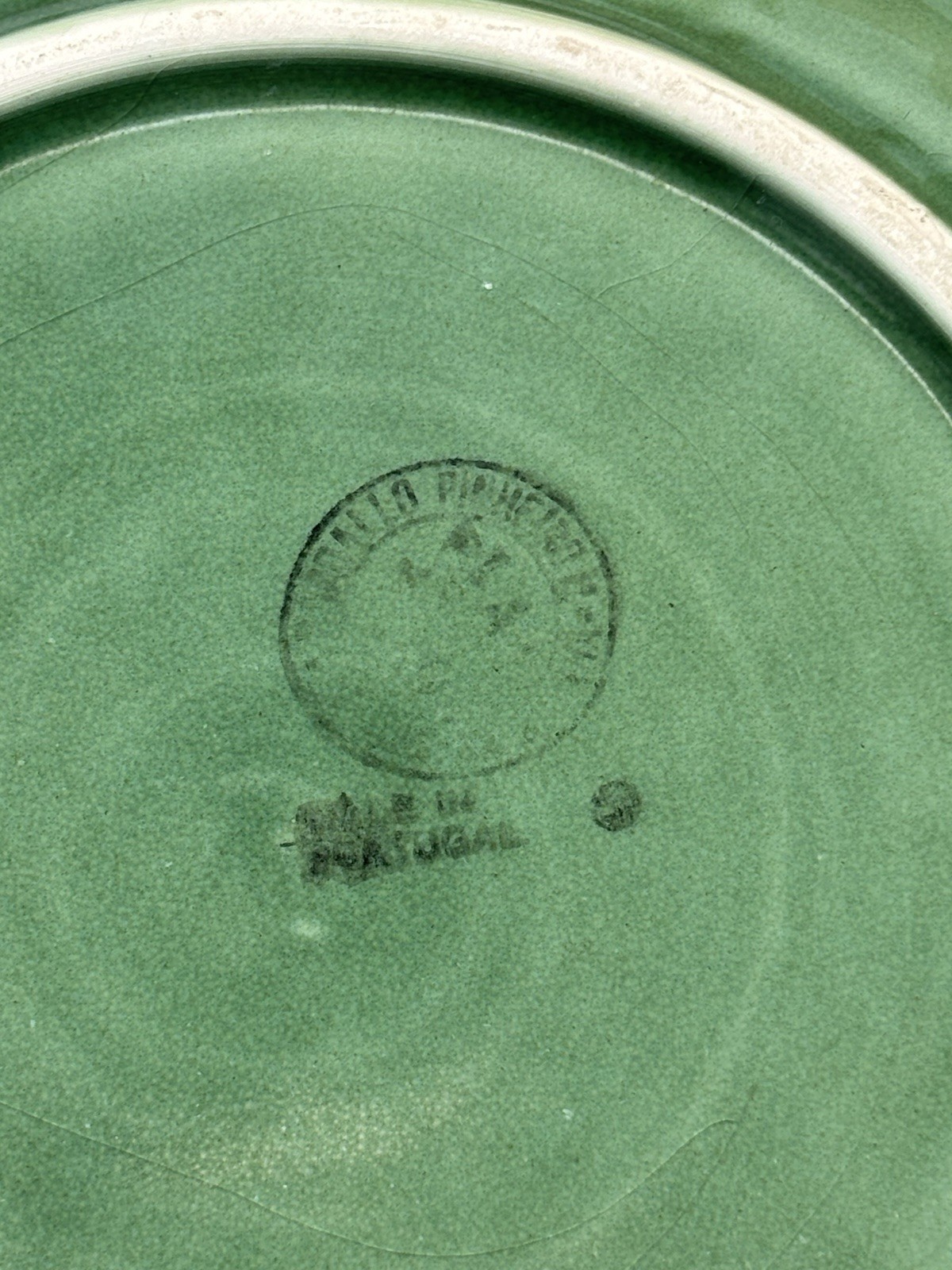 Vintage Bordall Pincher Green Majolica Fruit Center Salad Plates Set Of 6