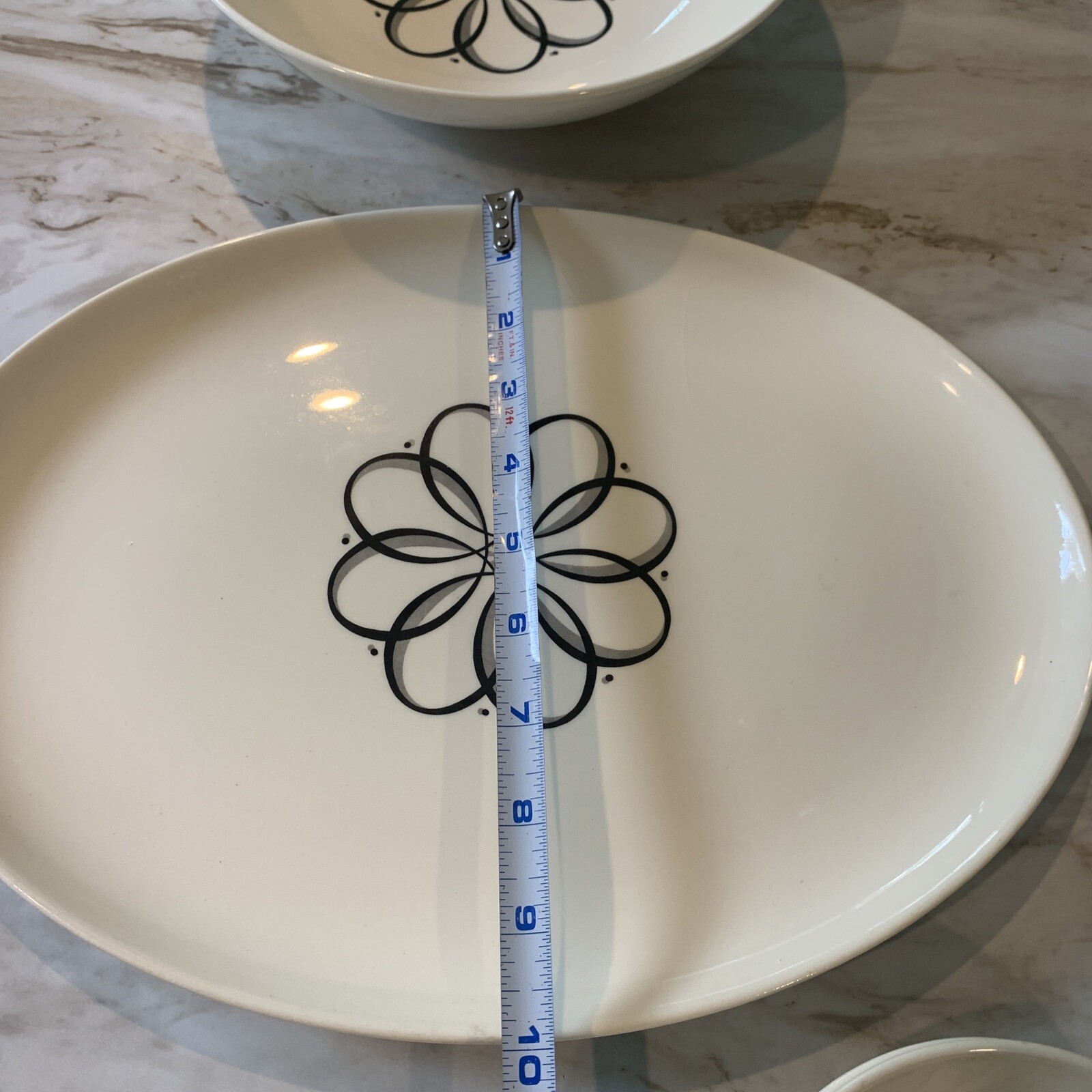 Taylor Smith Taylor Spencerian Scroll Platter Veg. And Berry Bowls Sugar Bowl