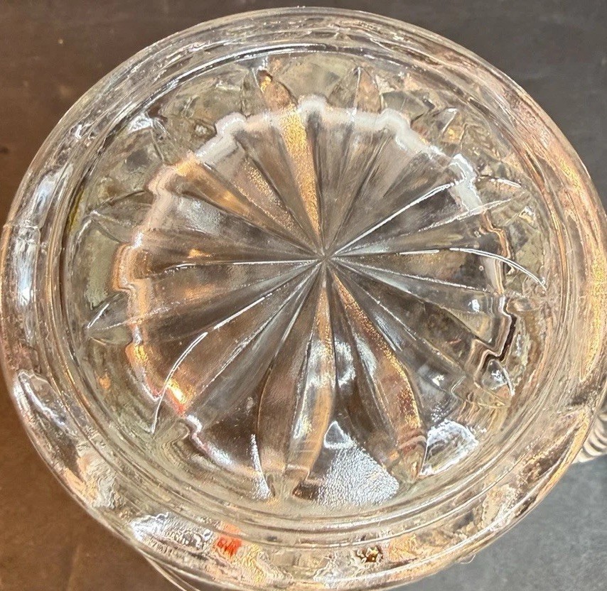Vintage Pressed Glass Mini Pitcher 5” Starburst Diamond Pattern Clear Creamer