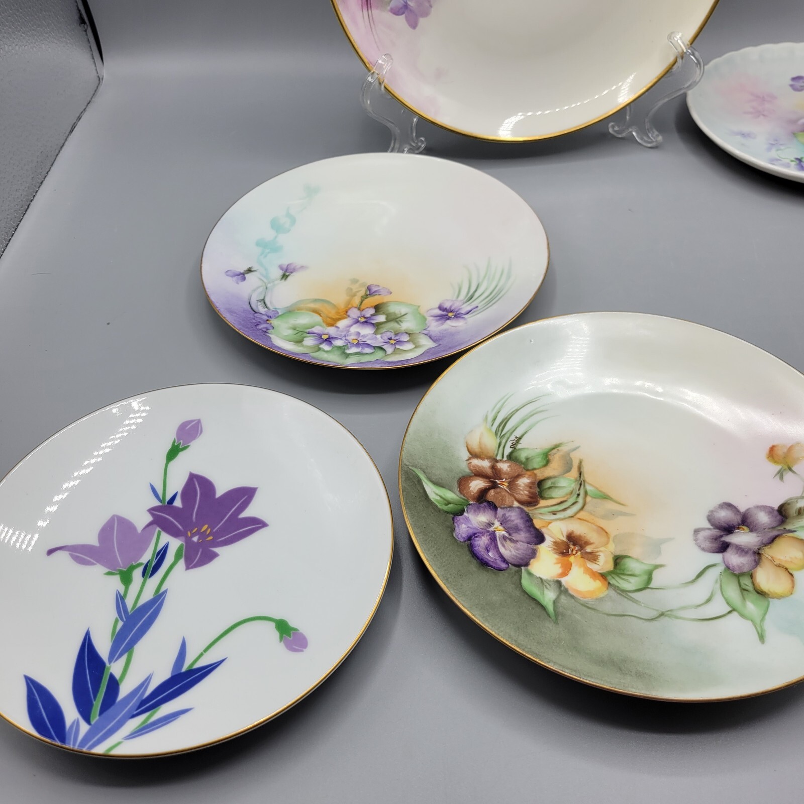 Set Of Vintage Miss Matched Purple Dessert Plates, Set Of 6 From 6″-8″
