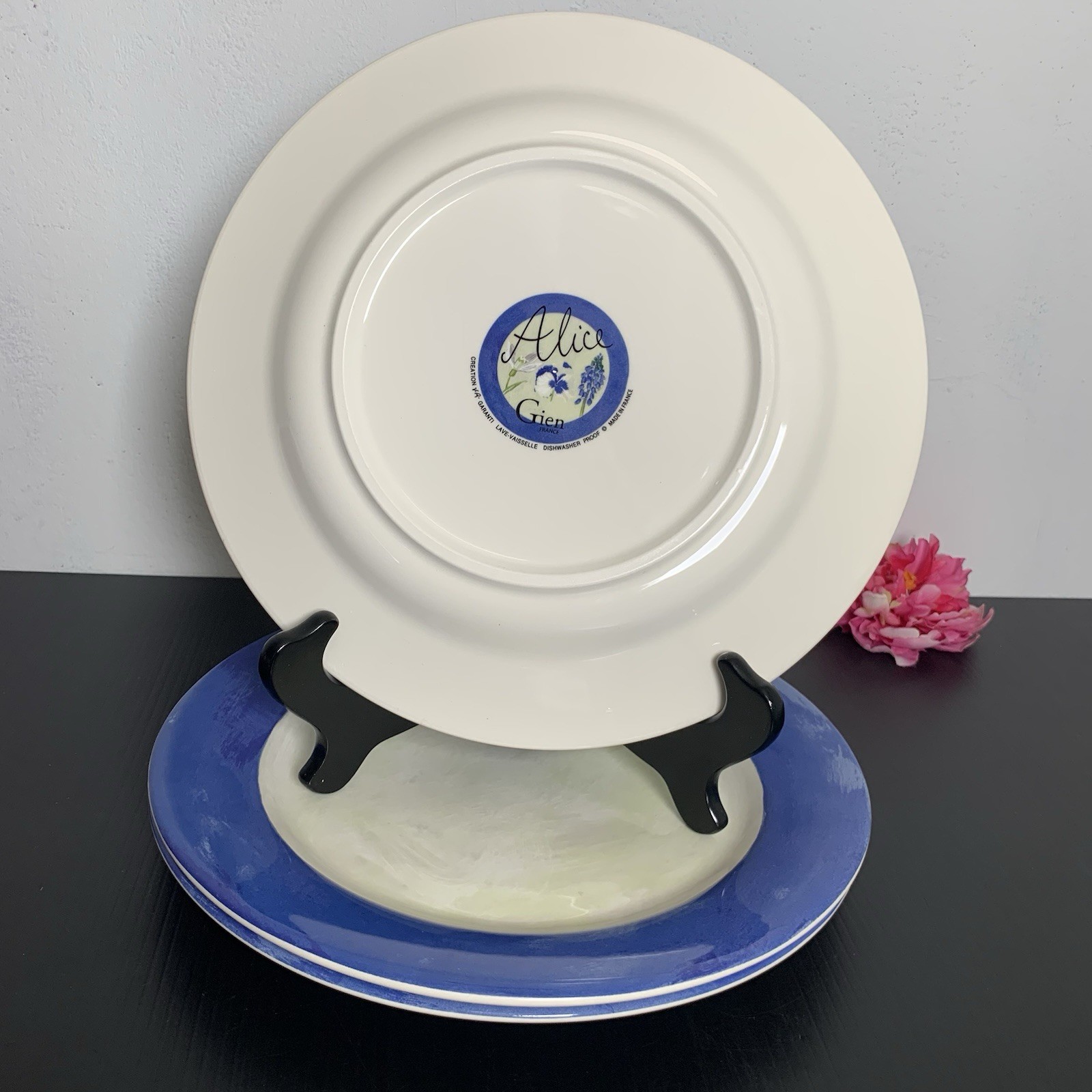 Faiencerie De Gien ALICE – Alice Blue Floral Dinner Plate – Set of 3