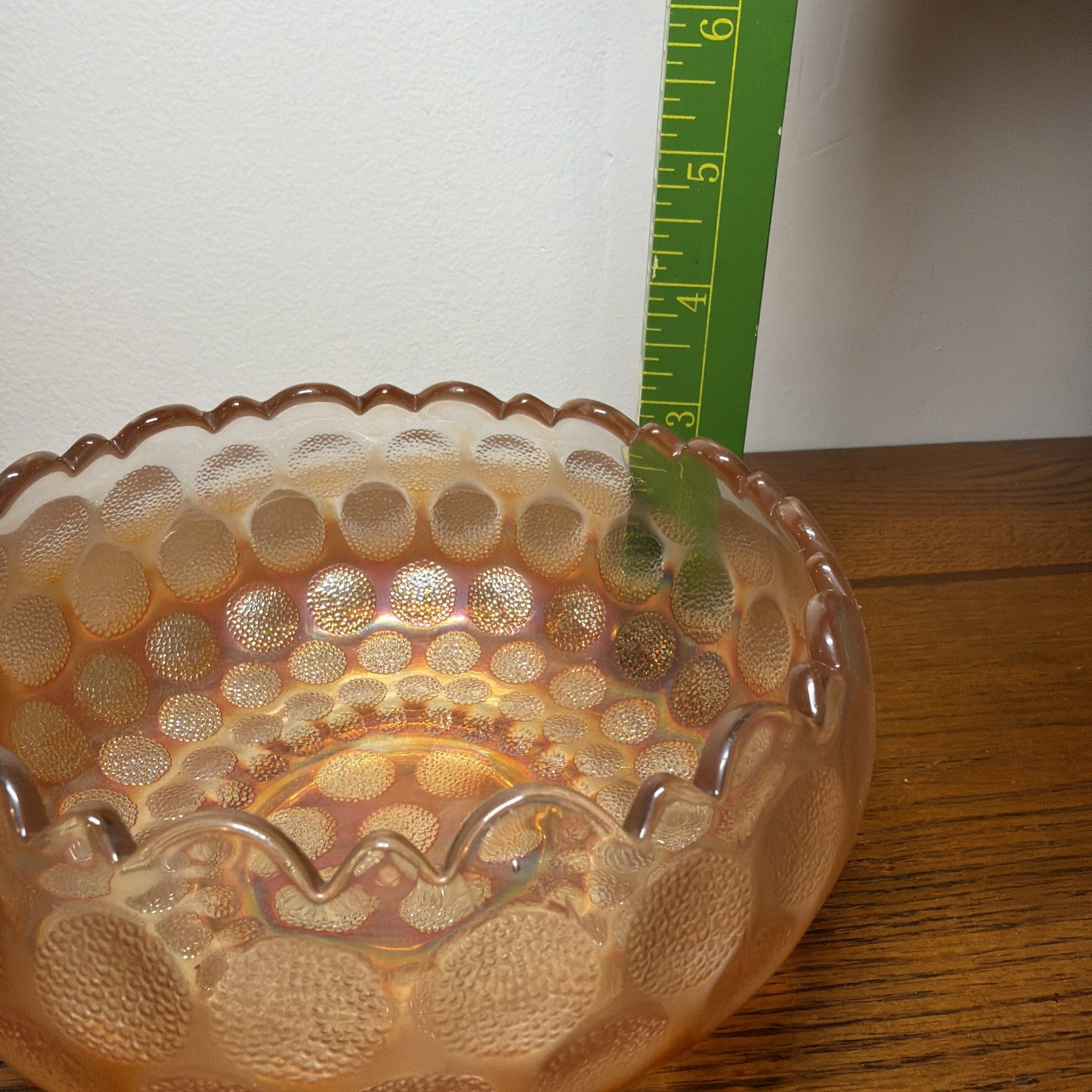 Vintage Fenton Raised Coin Dot Marigold Iridescent Carnival Art Glass Bowl 🔥