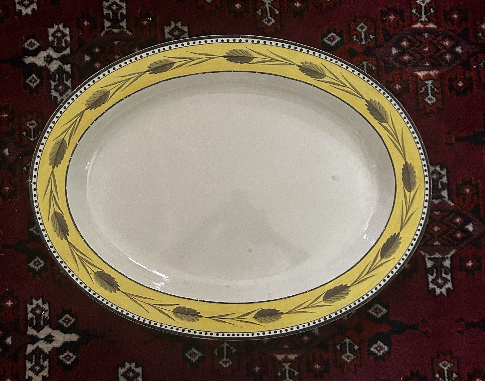 C1800-15 Liverpool Herculaneum Creamware Yellow Sunshine & Harvest Platter 18”