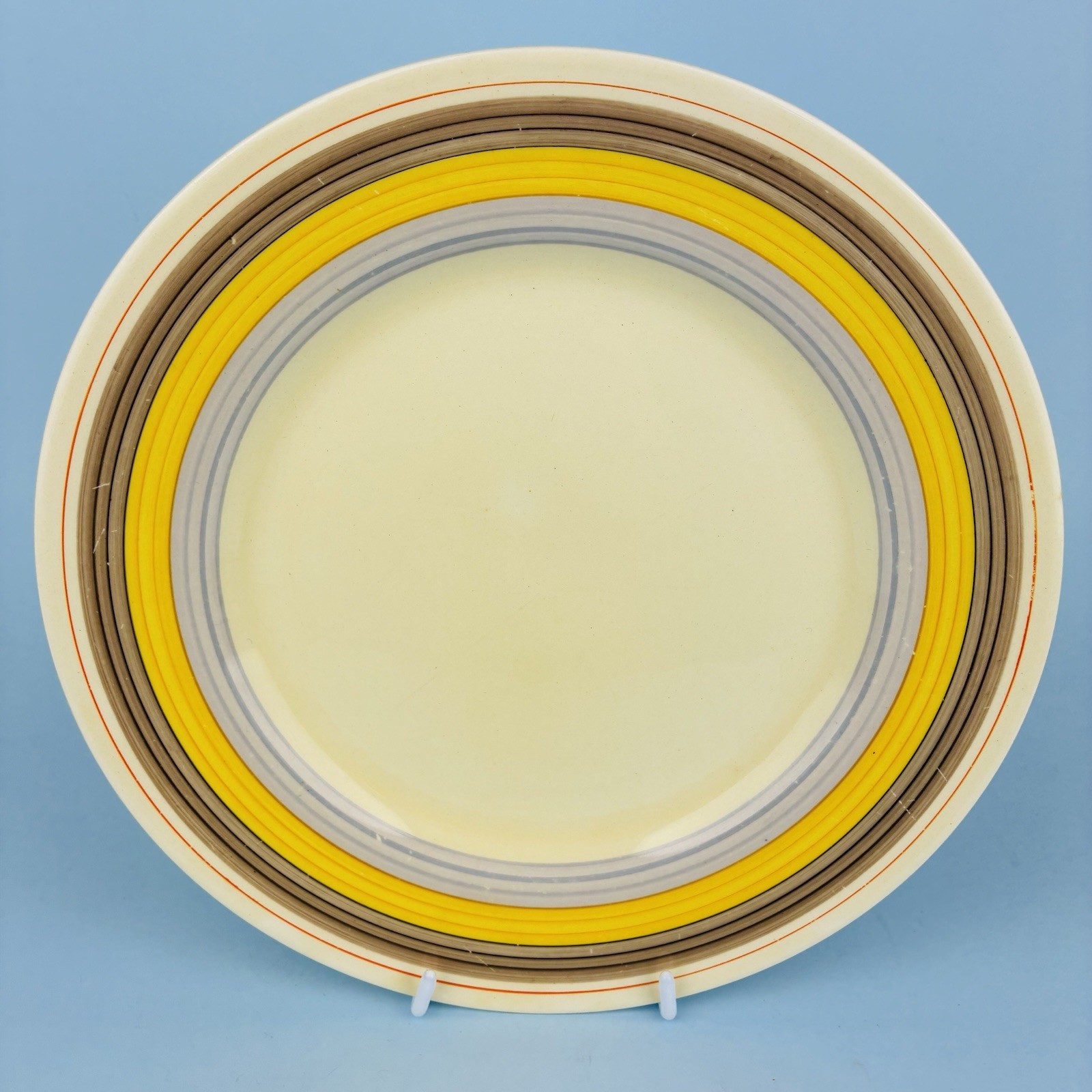 Set of 5 Clarice Cliff Bizarre Hand Painted Banded Dinner Plates – c1934 25.5cm