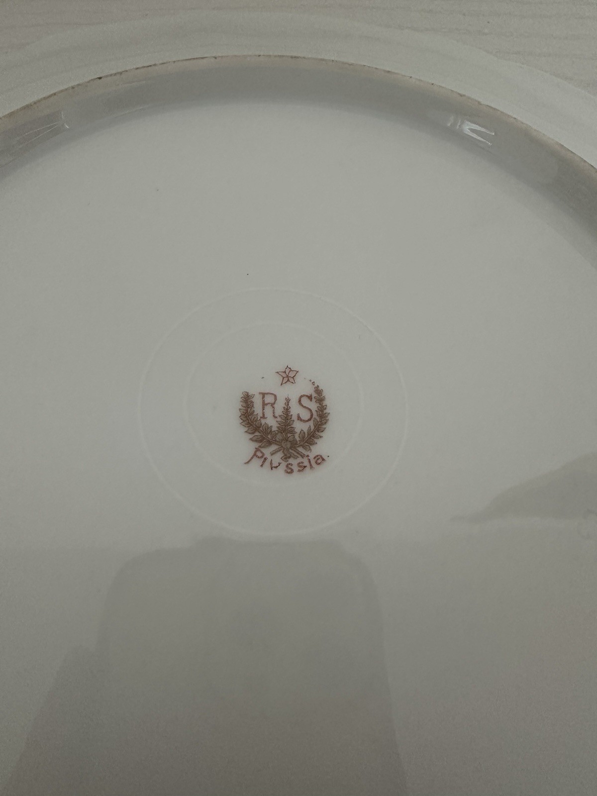 Antique RS Prussia Handled Serving Plate White Floral Gold Scalloped Rim 10