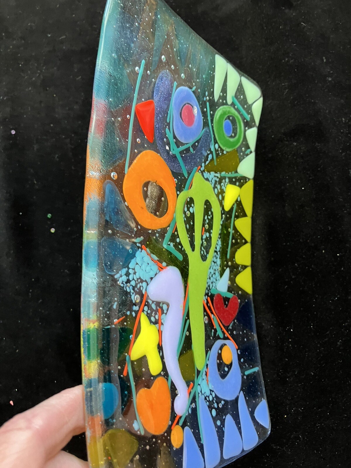“Seashore Memories “Original Fused Art Glass Handmade 8.5”x5” Rectangular Tray