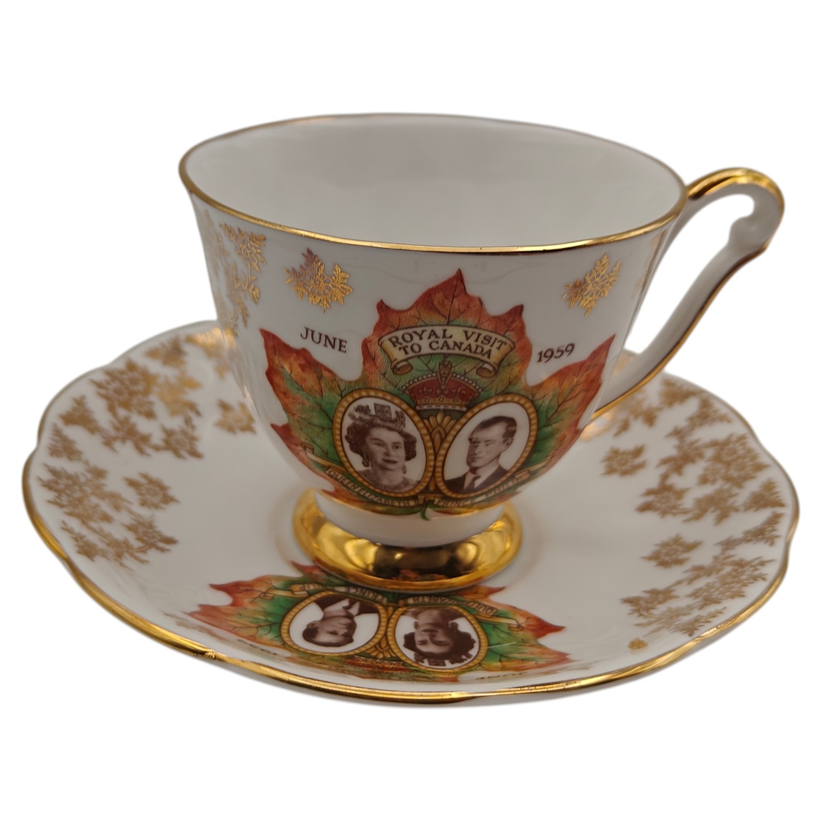 QUEEN ANNE Rotal Visit Canada June 1959 Cup Saucer 5825 Fine Bone China ENGLAND