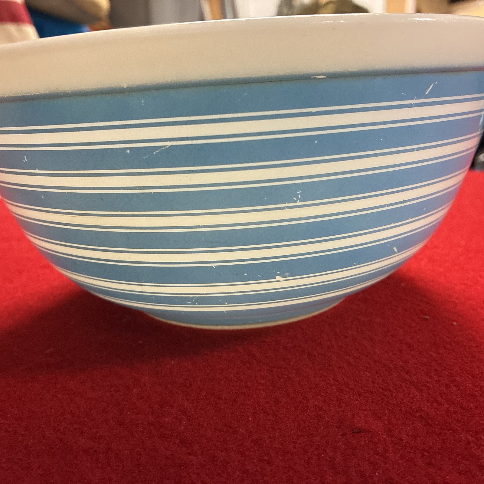Vtg Pyrex Rainbow Strip Blue 2.5 Qt 1960’s Mixing Bowl #403