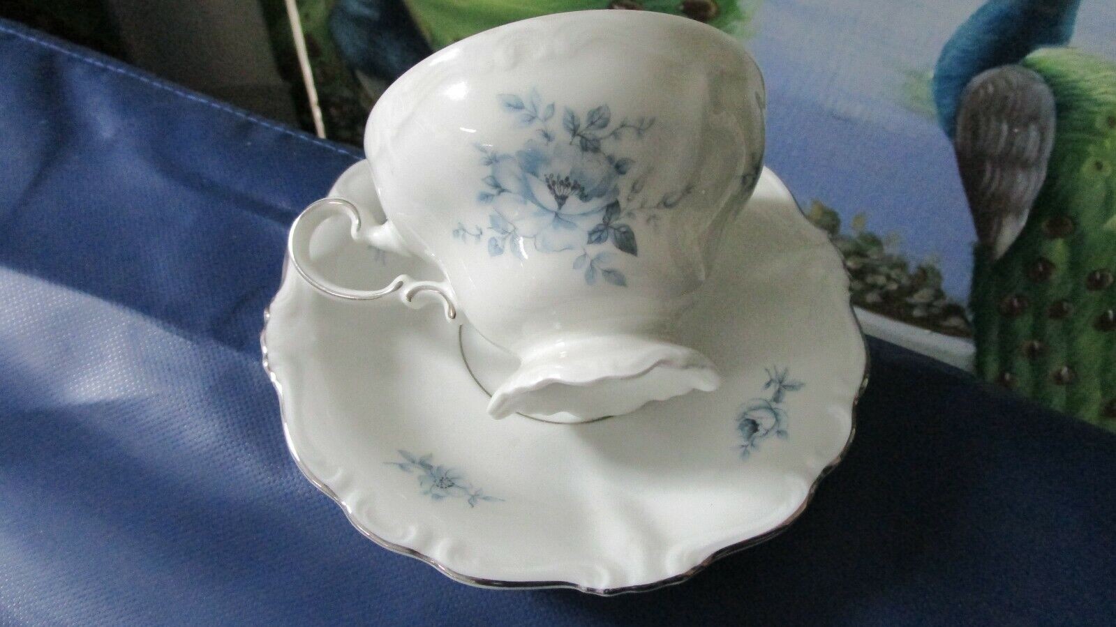 Johann Haviland Blue Bouquet Platinum Setting 7pcs /Cups Saucers/Trays Pick1