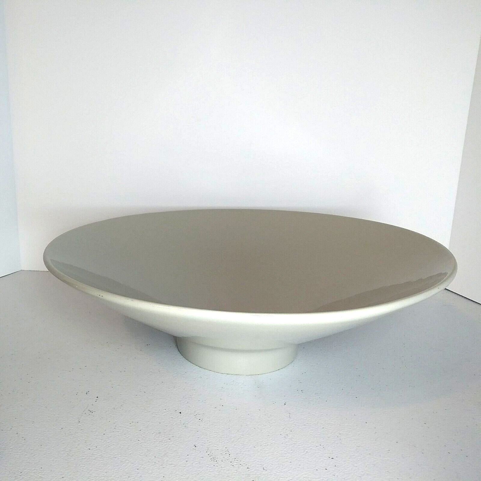 Vintage Haeger Warm Gray Pedestal Bowl Centerpiece #3295 Made in the USA 13.75″