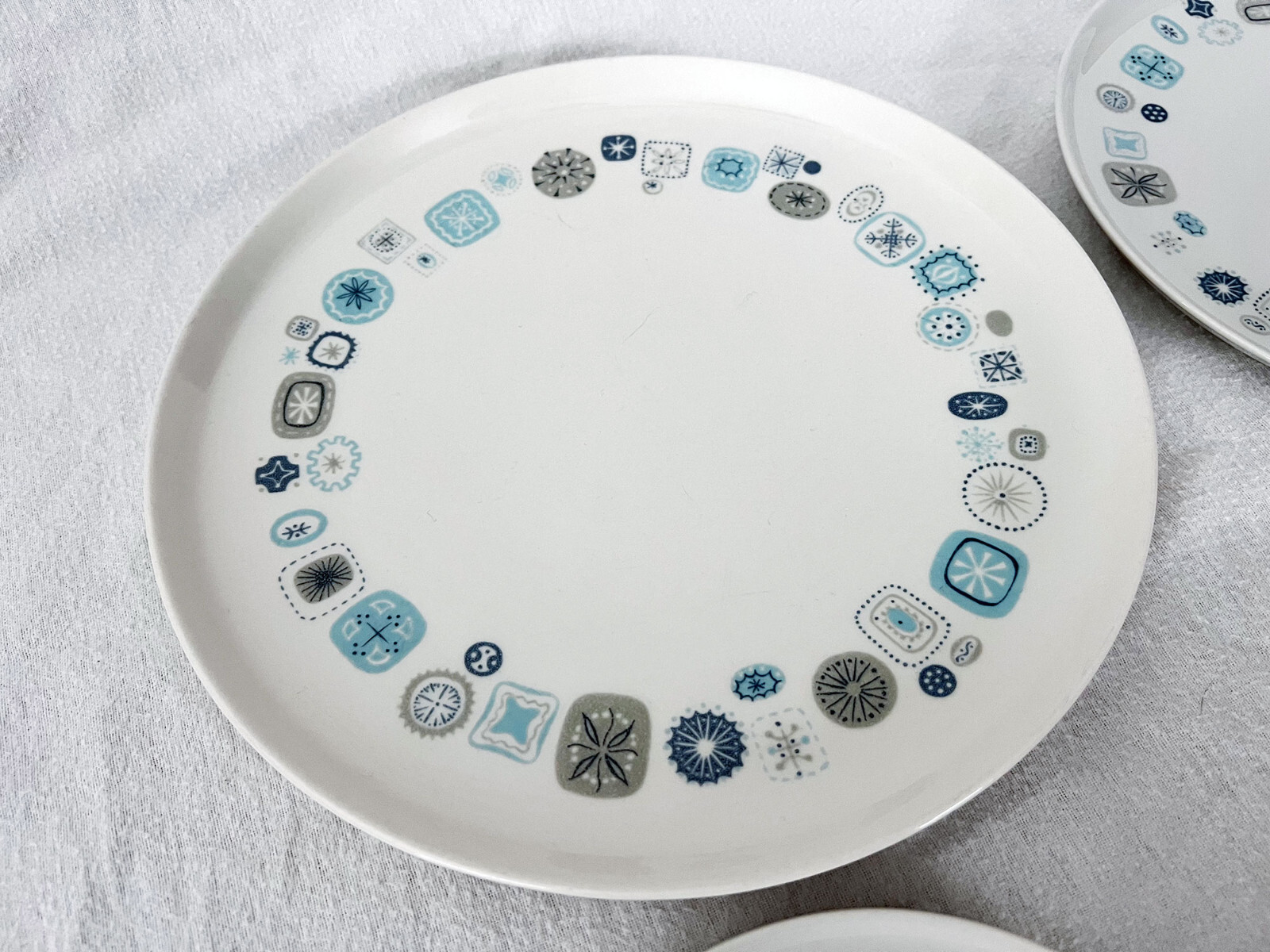 1950s-60s Franciscan Del Mar 5-Piece Placesetting EUC Atomic 3 Plates/Cup/Saucer