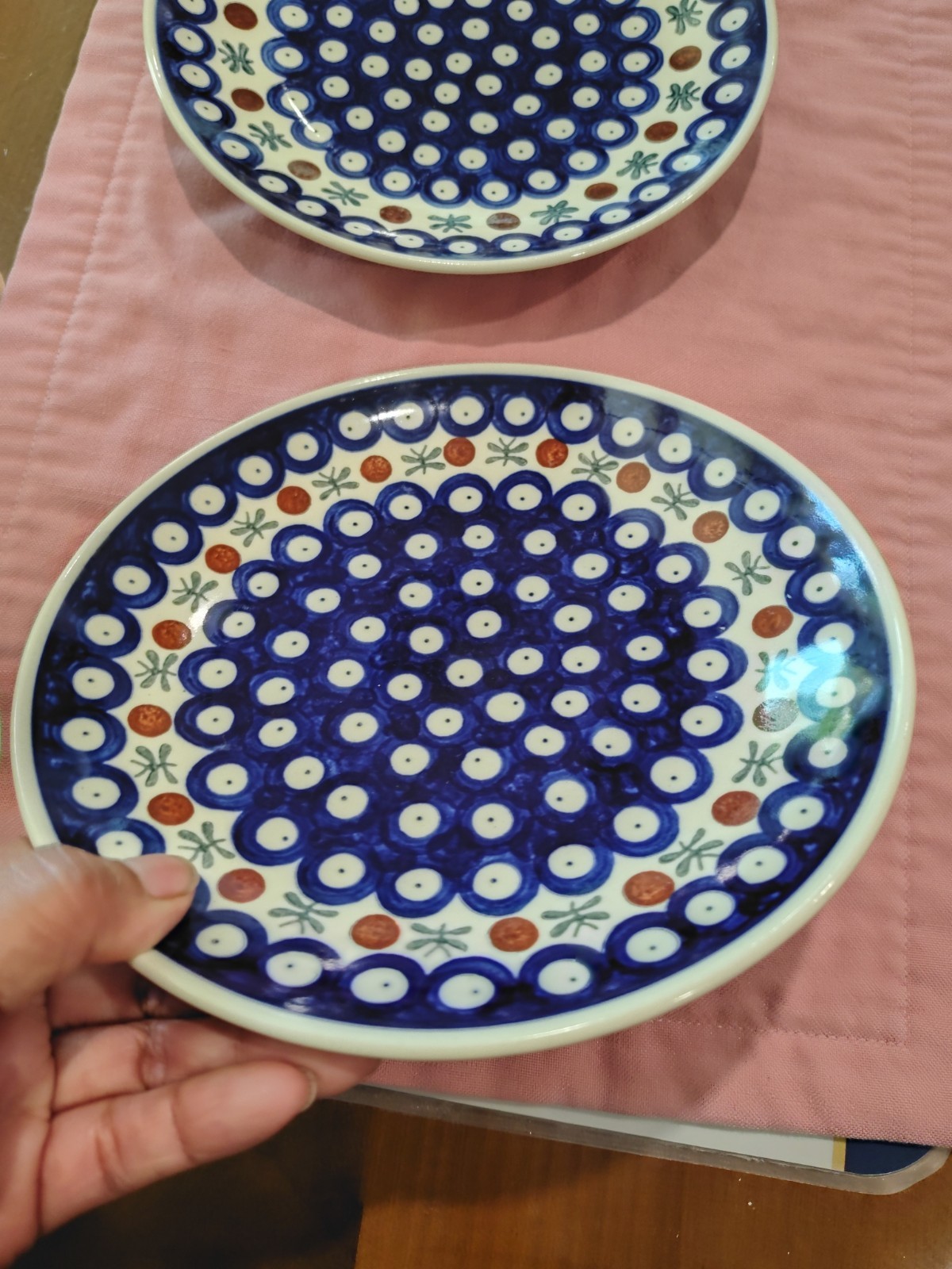 Manufatura Boleslawiec Polish Pottery Plate 7.25″ D Blue Red Green Salad/Dessert