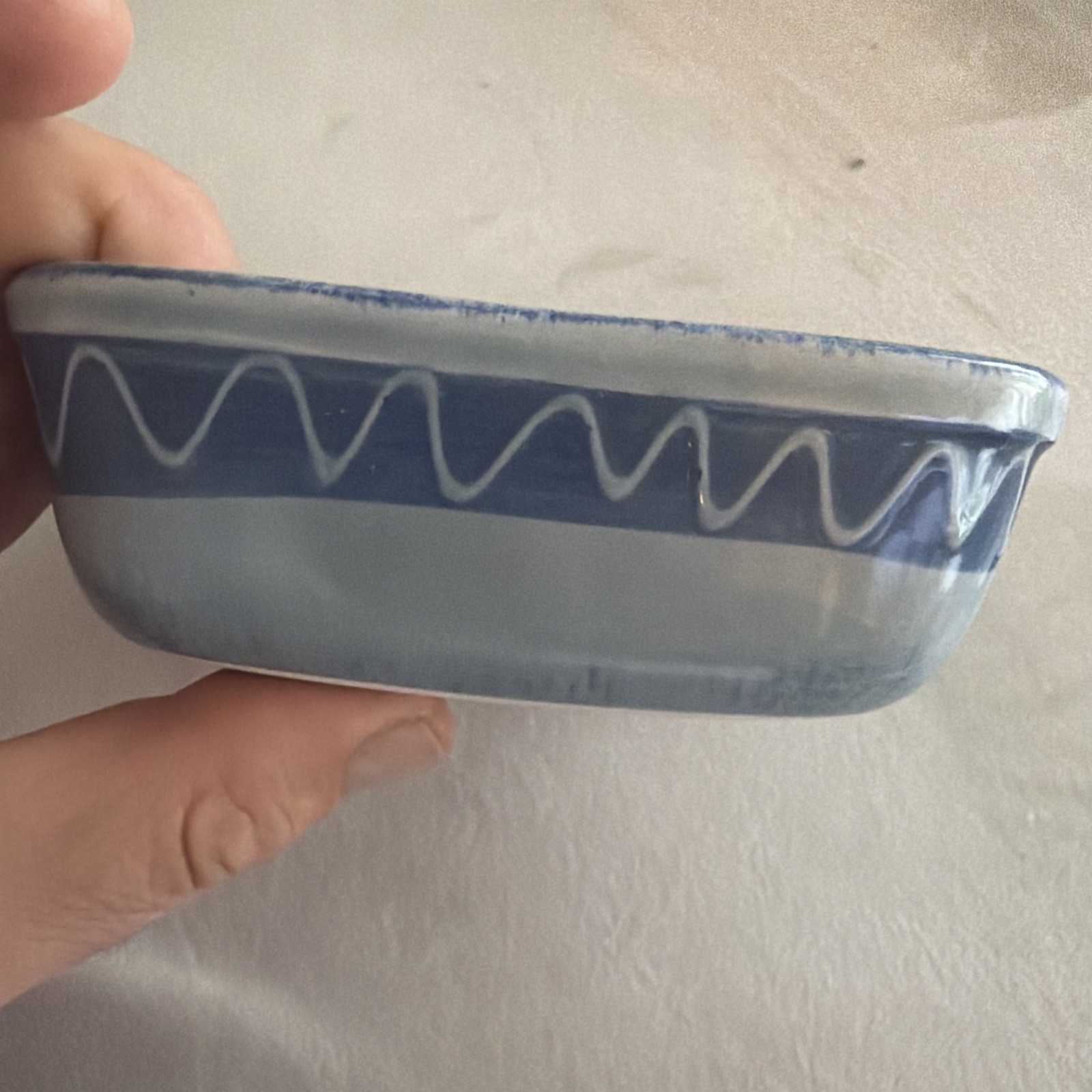 Beautiful Blue Rectangular Italian Pottery Serving/Dipping Dish Made in Italy