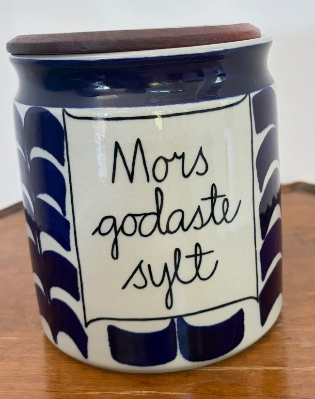 VTG Rörstrand Sweden Marianne Westman Jam Jar Mors Godaste Sylt Teak Lid Rare