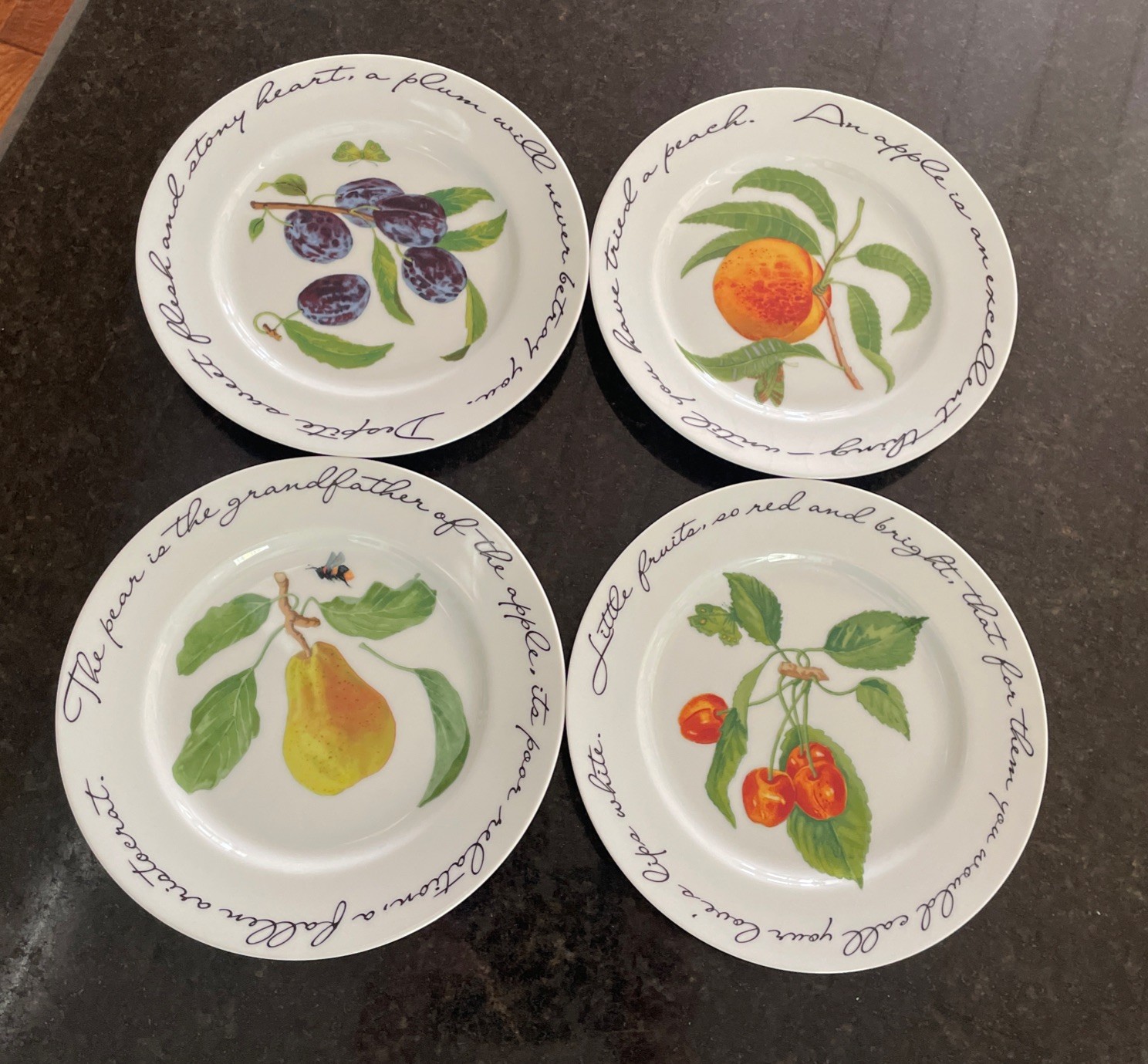(4) Williams Sonoma Orchard Suite Dessert Plates~ 7.75″~Japan~ Vintage~Excellent