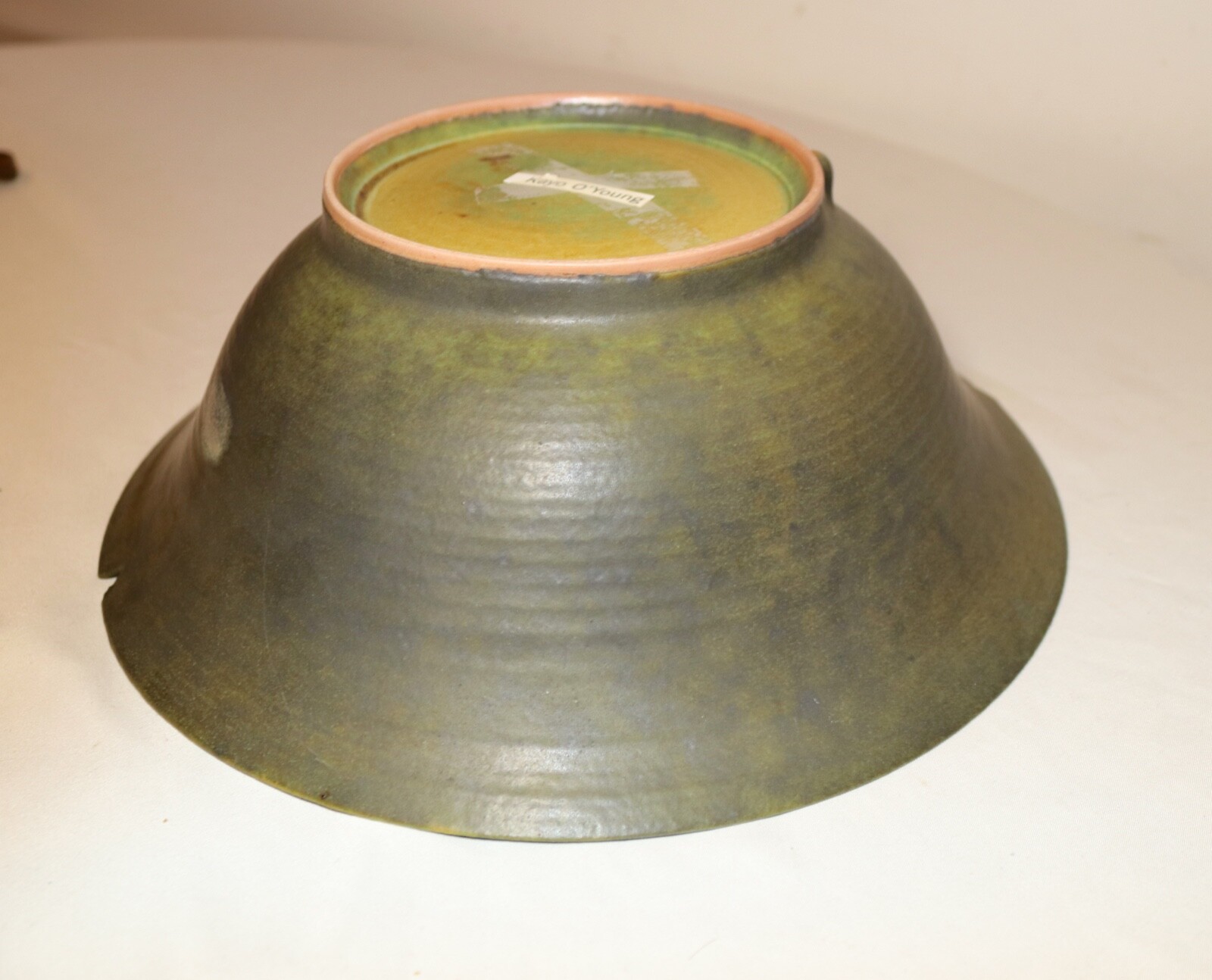 Contemporary Canadian Art Studio Pottery green Centerpiece Bowl By Kayo O’Young