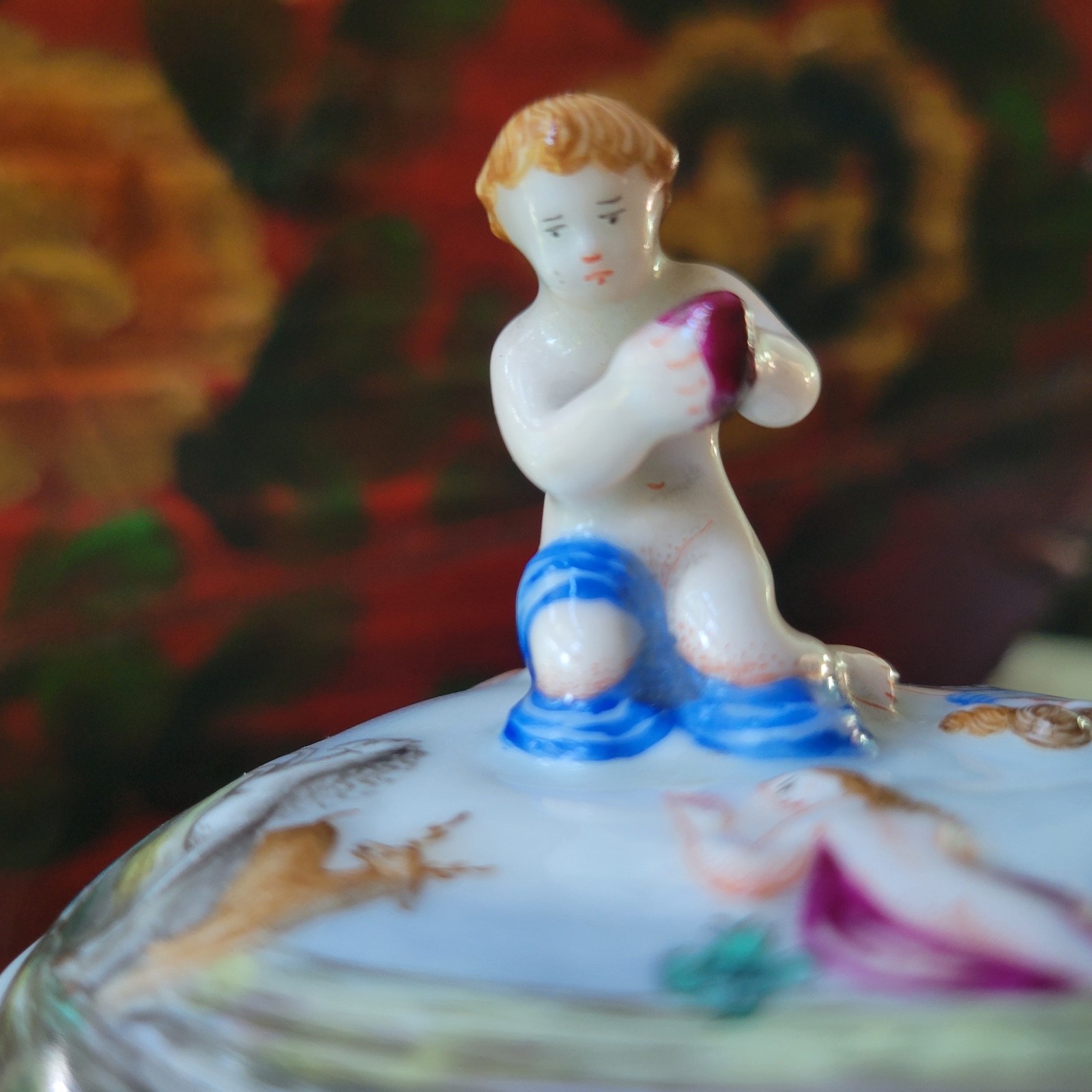 Antique 1800s Ginori Doccia Capodimonte Lidded Porcelain Chocolate Cup Italian