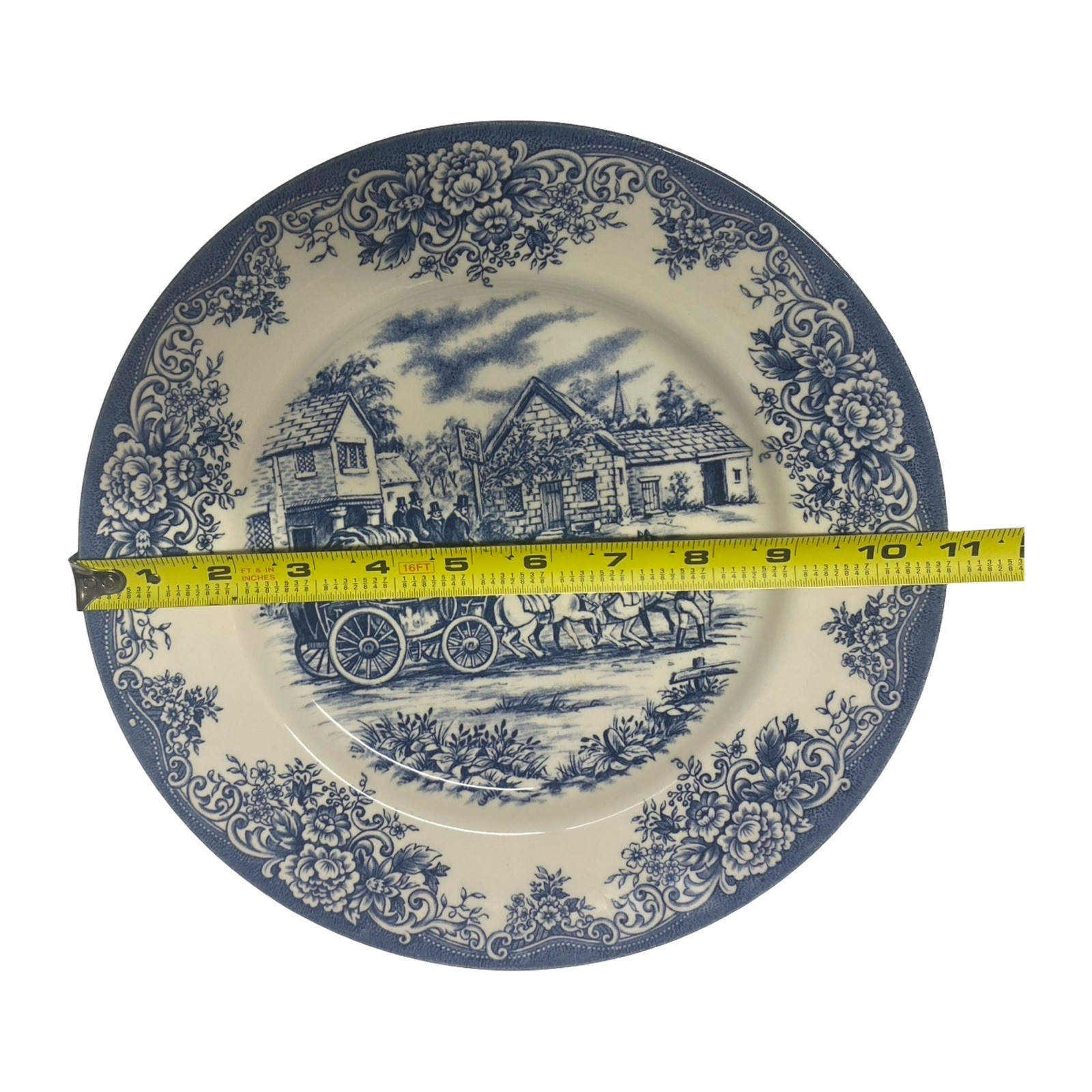 Royal Stafford Fine Earthenware England Coaching Scene Blue Dinner Plate