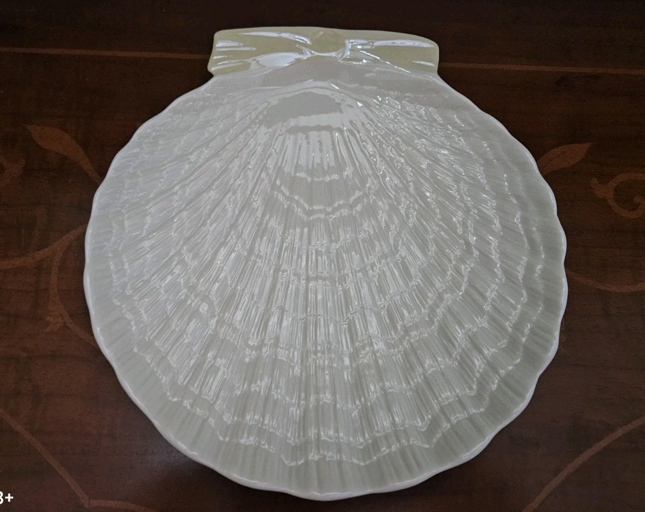 ESTATE ANTIQUE VINTAGE BELLEEK NEPTUNE PORCELAIN CORAL SHELL SERVING PLATE TRAY