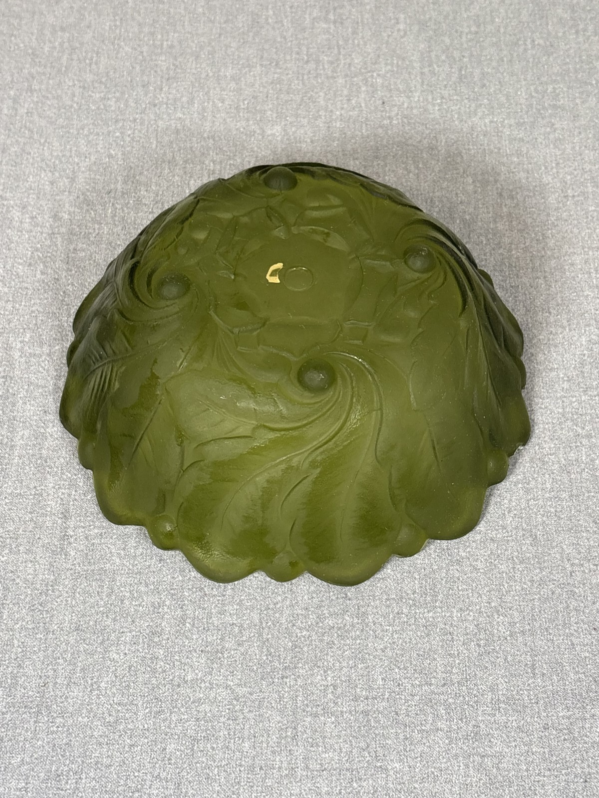 Vintage Indiana Glass Lily Pons Sunflower Bowl Avocado Green 7″ Ruffled