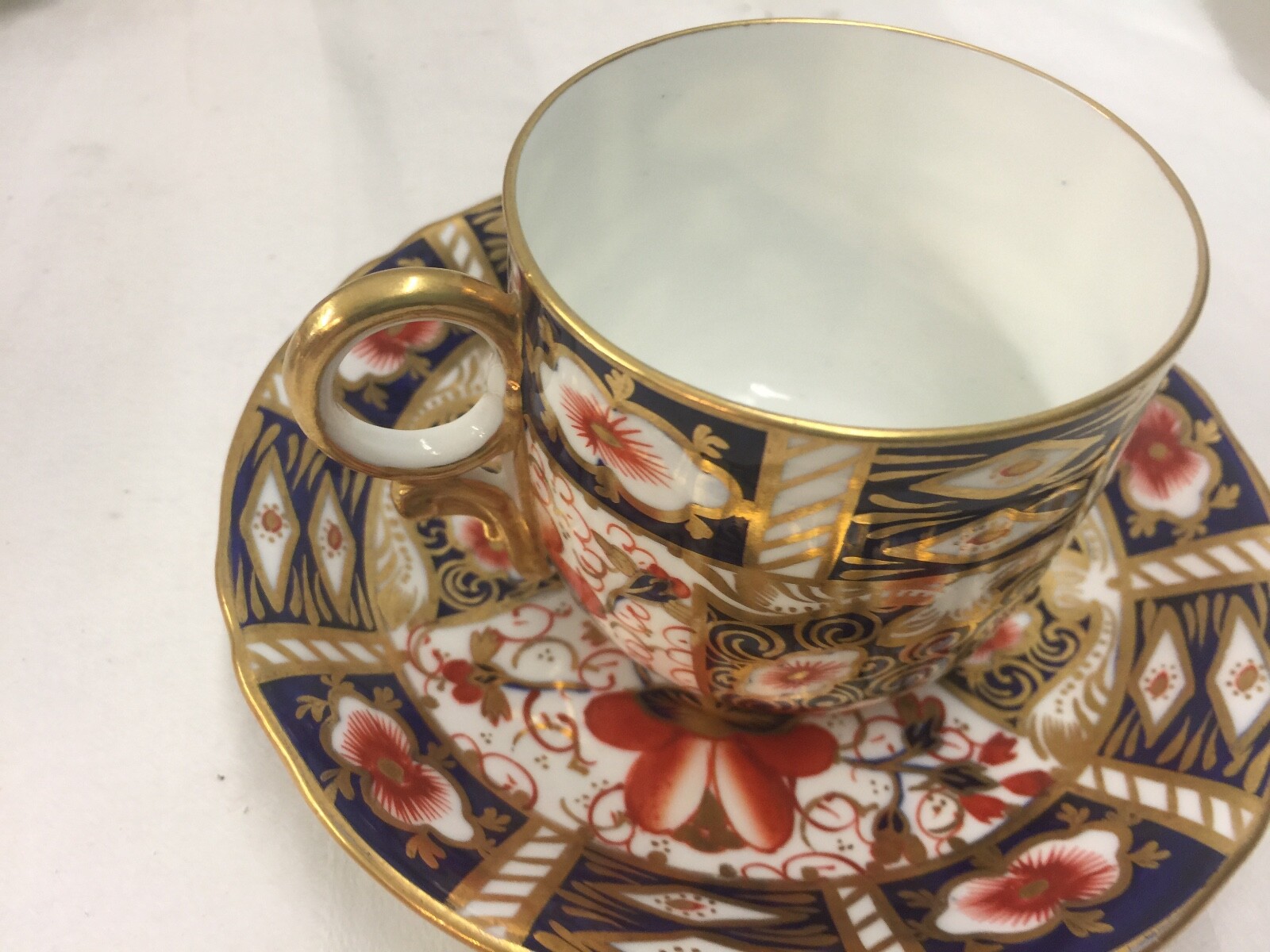 Royal Crown Derby, OLD IMARI, Blue Rust Gold, Flat Demitasse Cup & Saucer Set
