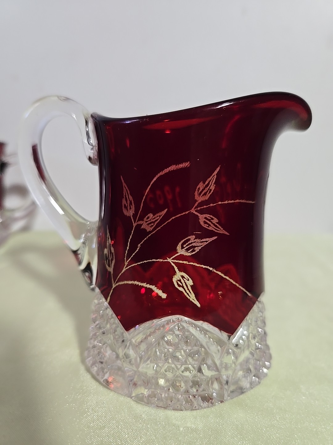 Antique Ruby Red Flash Glass Mugs Cup Stuvenires,1905,1912.