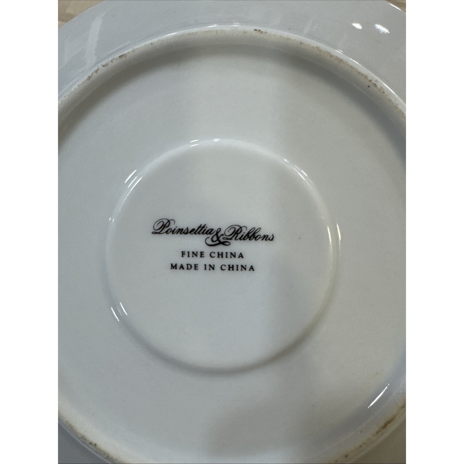 Set Of 2 Fine China of China Poinsettia & Ribbons, Gold Trim – 6″ Saucer