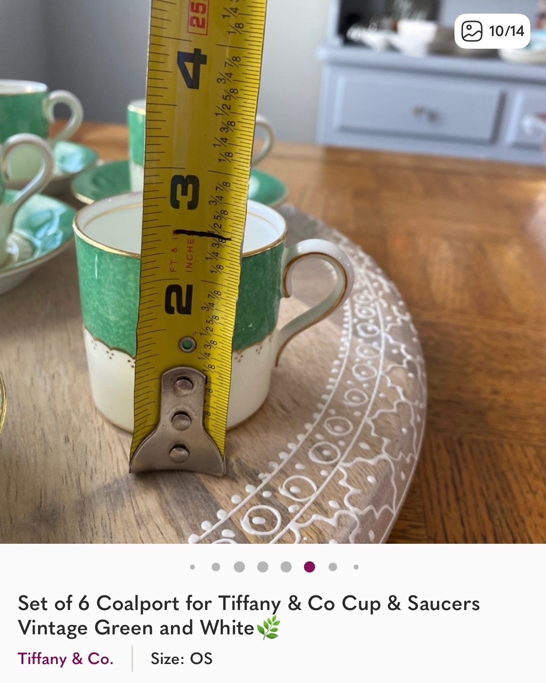 Rare Vintage Tiffany & Co Coalport Cup & Saucers Green and White