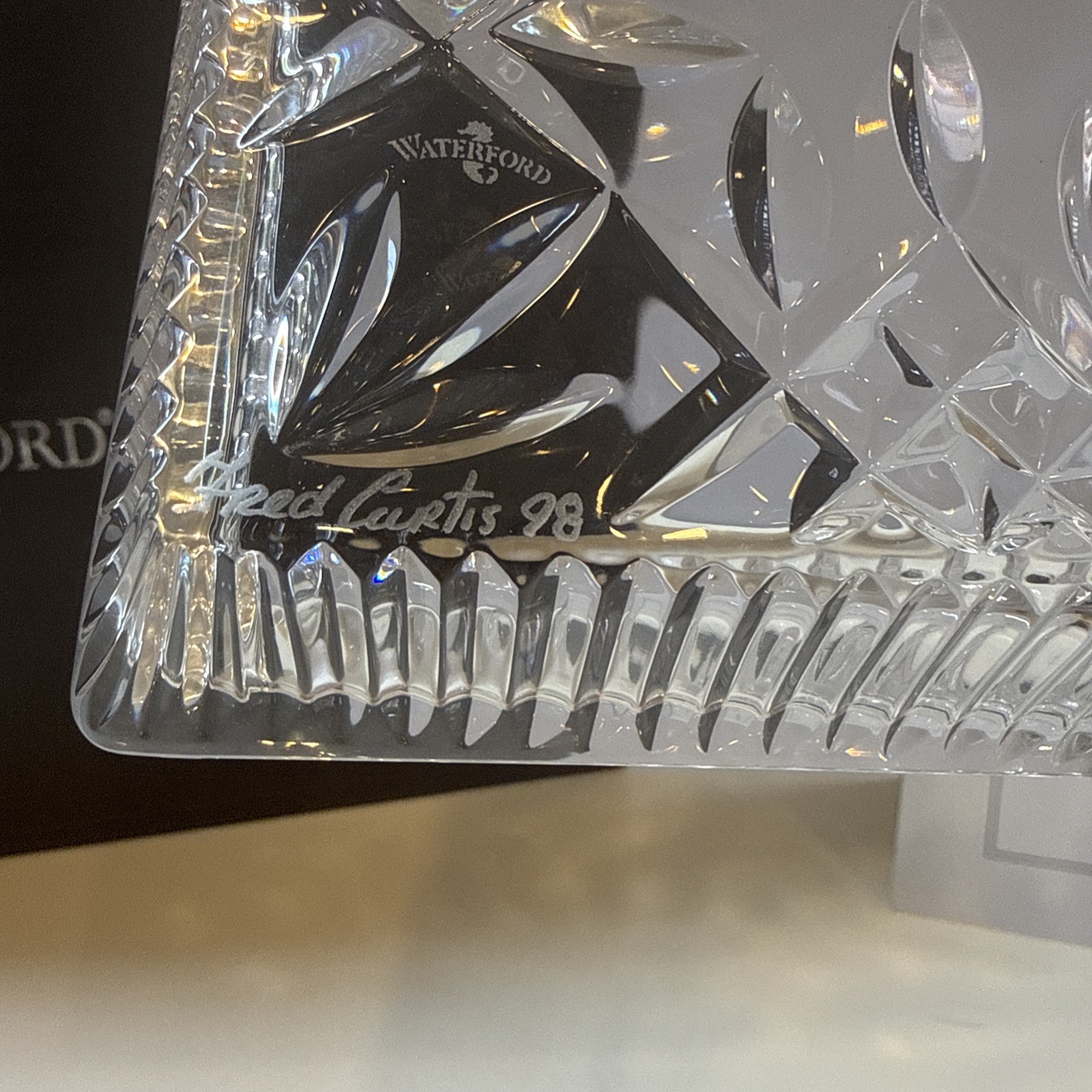 Waterford Crystal Lismore 11″ Vanity Tray Signed Fred Curtis w/ Box Ireland