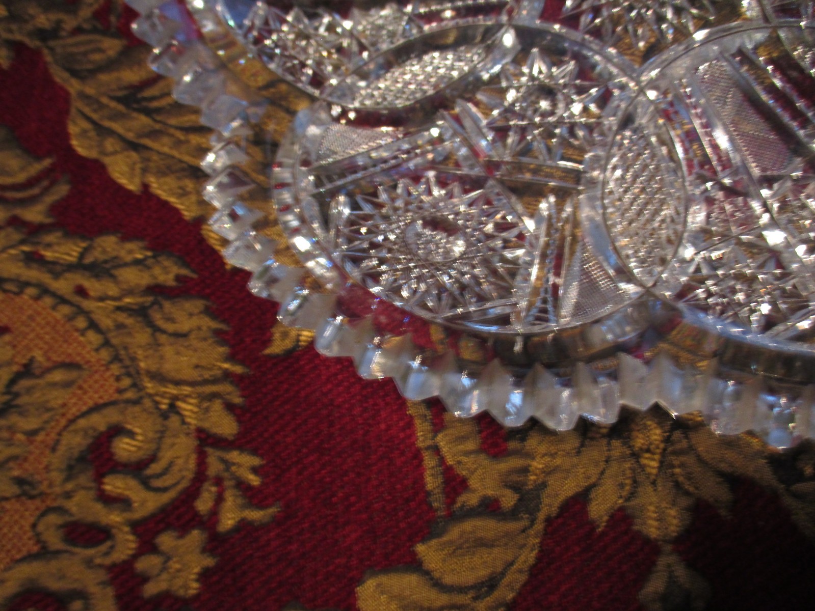 GORGEOUS! Antique American Brilliant Cut Glass 12″ Platter / Tray Extreme Cut