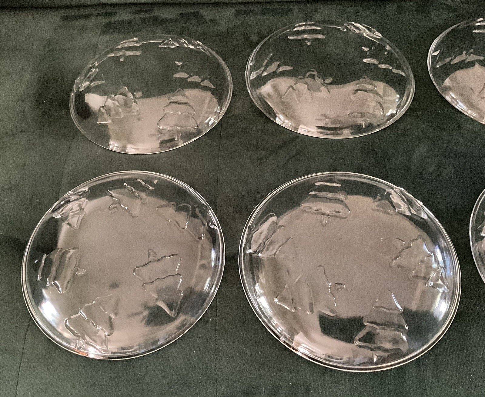 Arcoroc Glass Dessert Christmas Plates Holiday Trees 1 set of 8 in Original Box