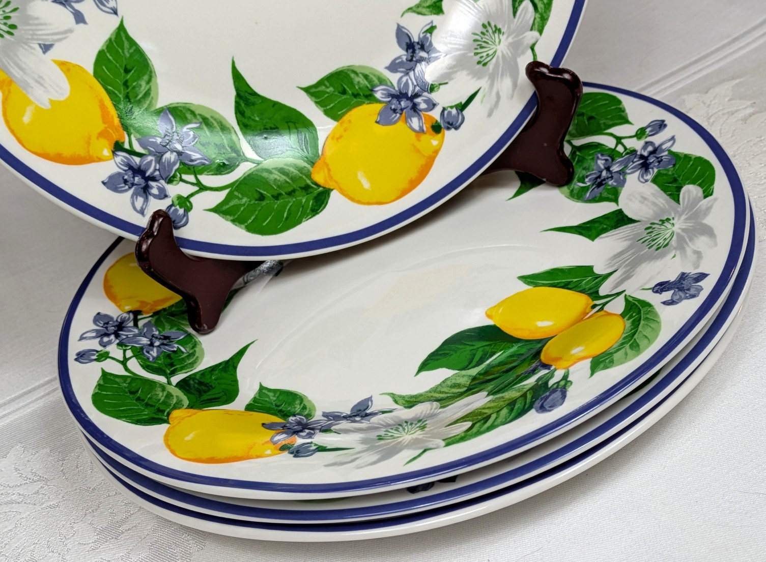 4 Royal Norfolk Lemon Printed Ceramic Dinner Plates 10.5″ NEW! Tuscan Summer