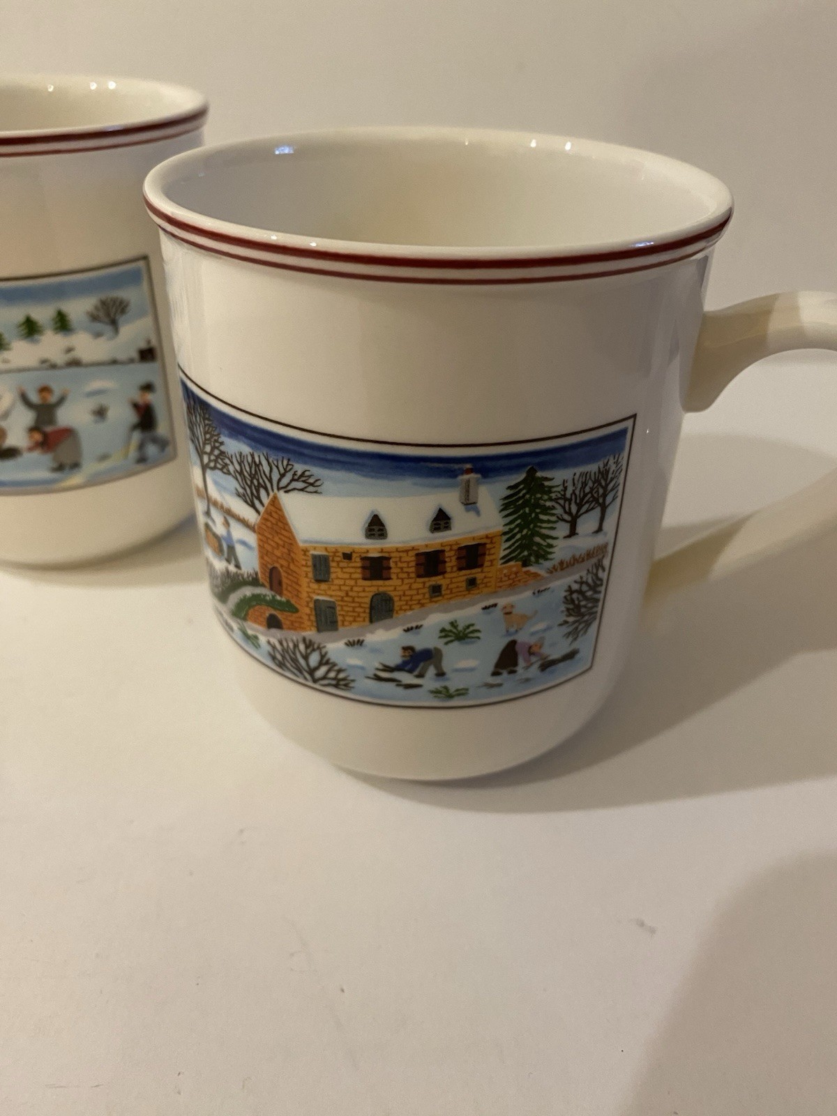 Villeroy & Boch NAIF CHRISTMAS Set of 3 Coffee Tea Cups Mugs 7 Oz EUC