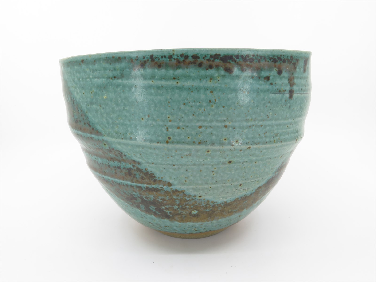 Superb Modernist Studio Pottery Ceramic Bowl Glazed & Signed 5.5″ x 7.75″ Diam
