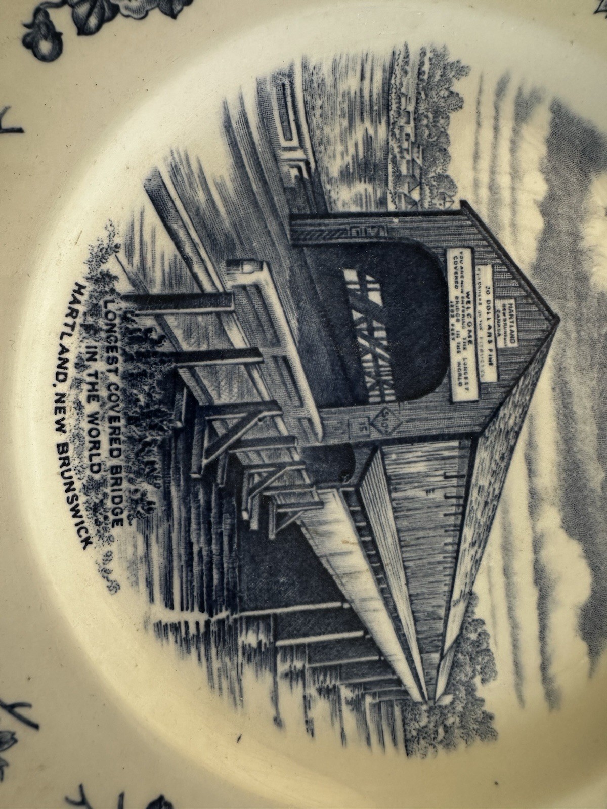 Vintage Wood & Sons Atlantic Canada Covered Bridge Transferware Plate Cottagecor