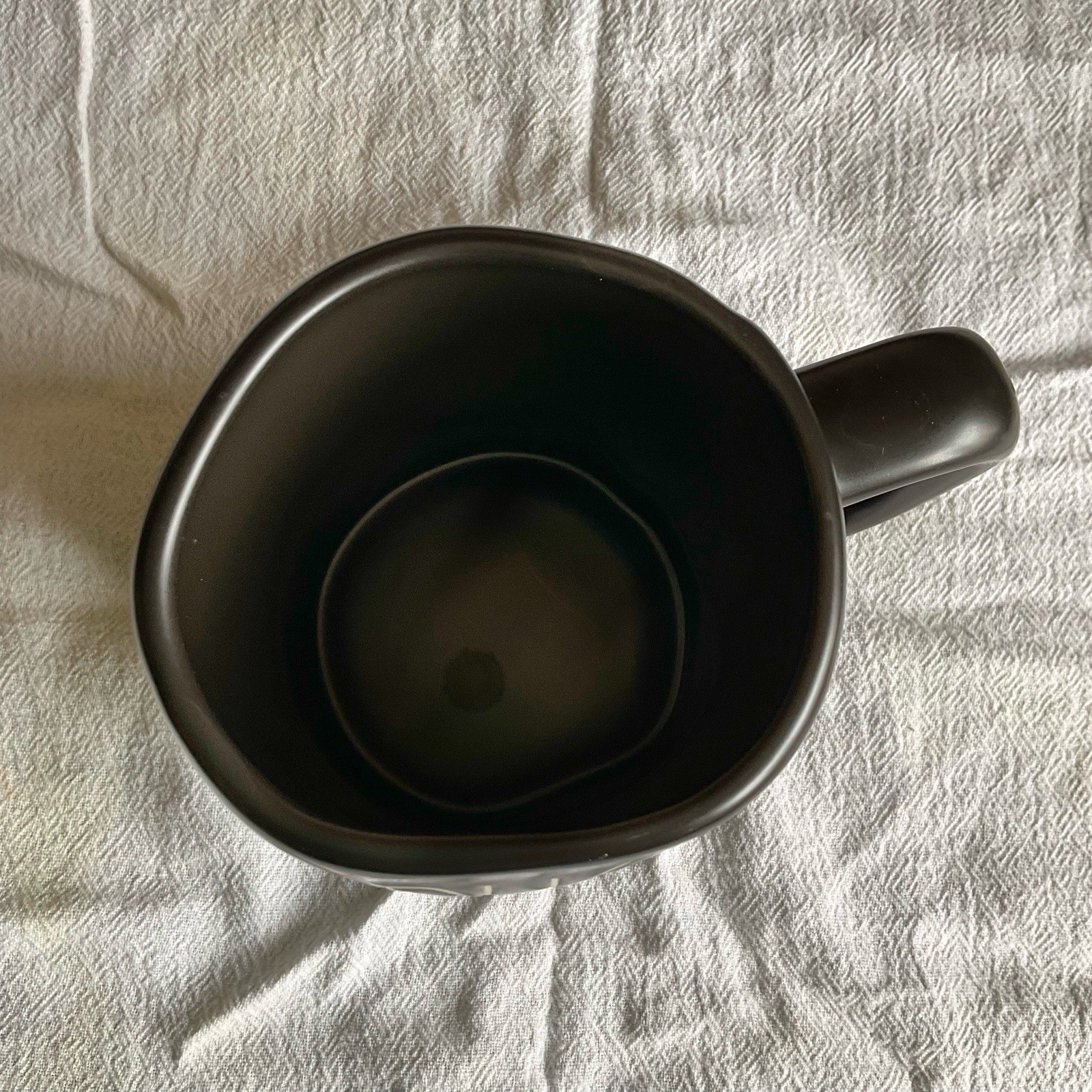 PAIR of Rae Dunn Asymmetrical Black 20 Oz Coffee Mugs Artisan Collection