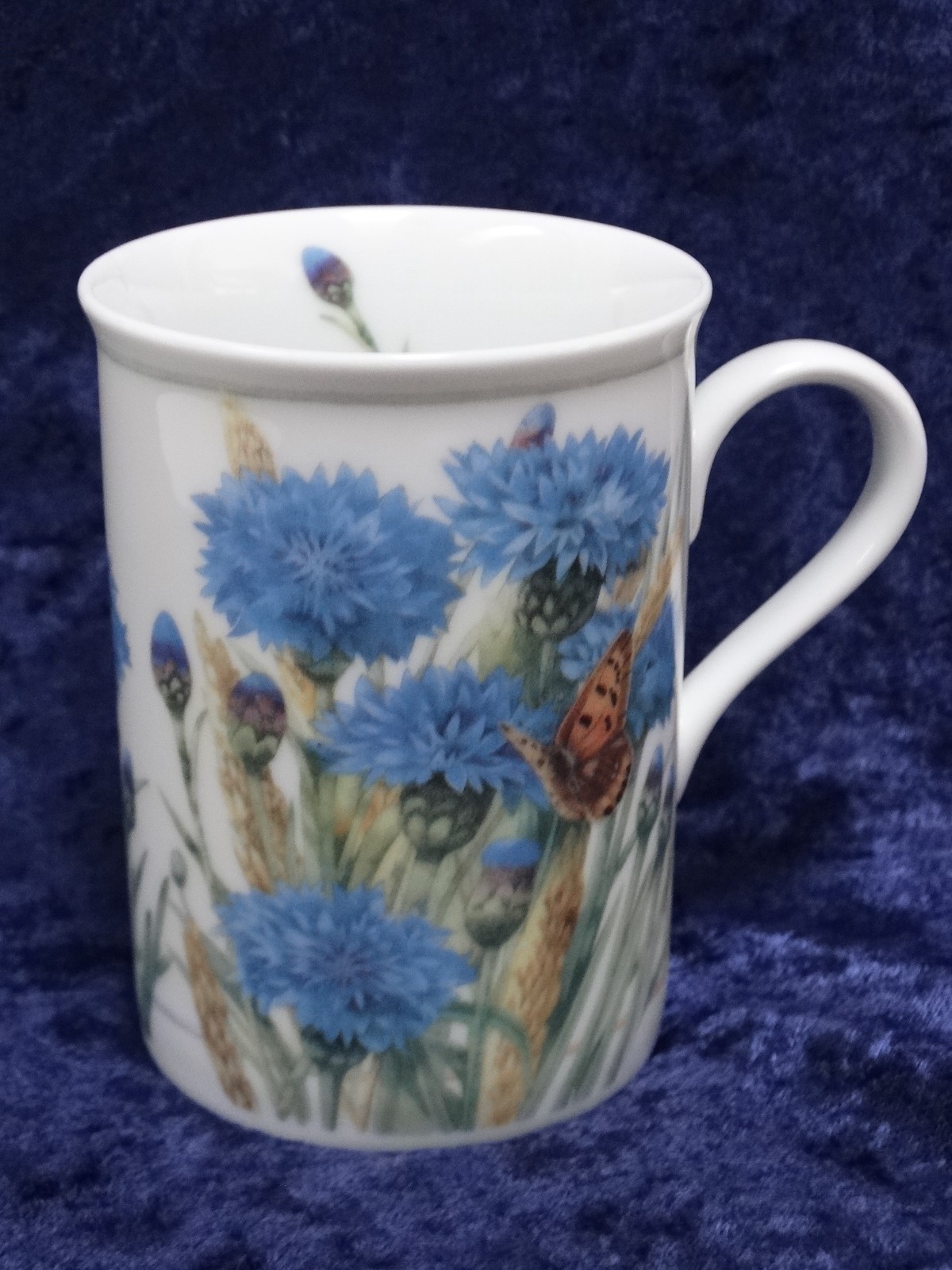1997 Marjolein Bastin Avon Cornflowers Butterflies Ladybugs Coffee/Tea Mug 4″h
