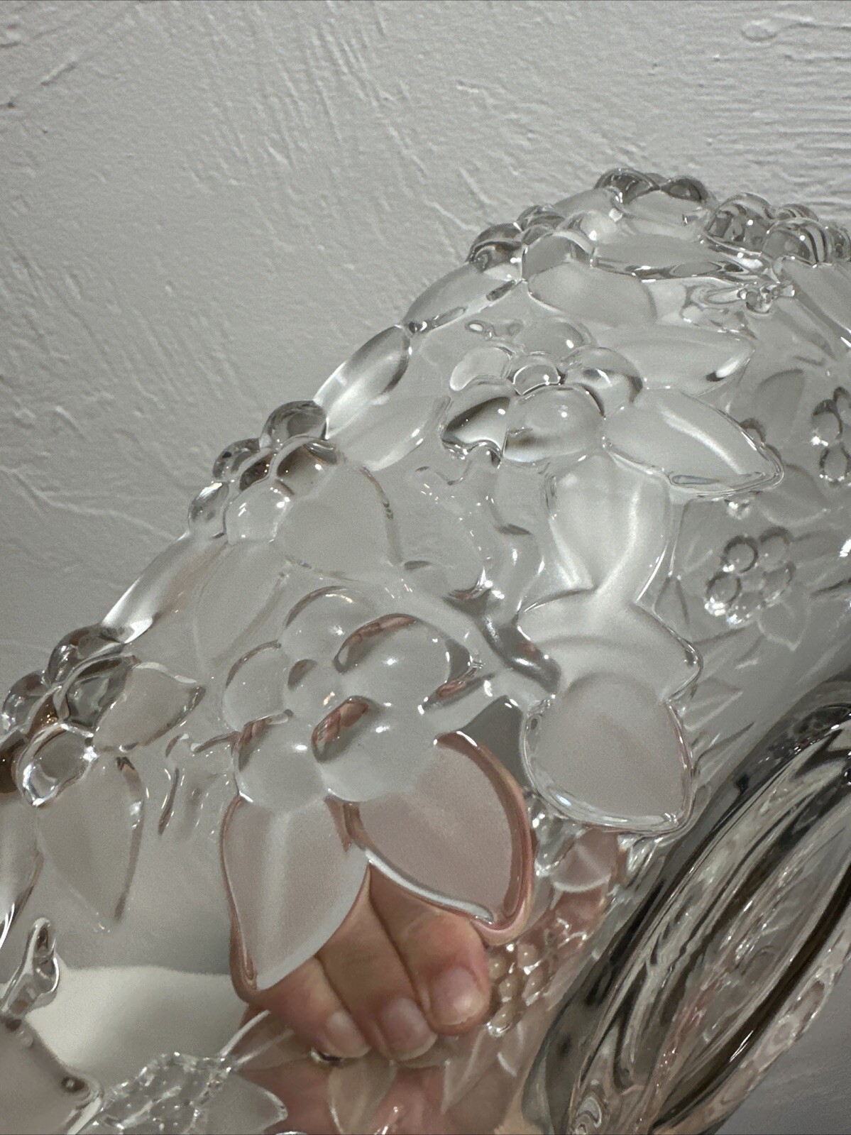 Mikasa – Crystal Glass Oval Bowl -Carmen Pattern Embossed Flowers Frosted Leaves