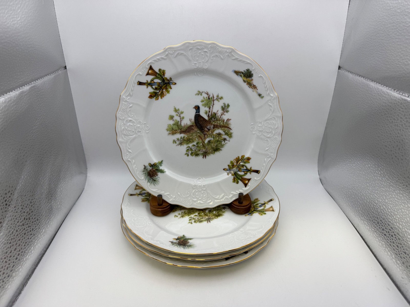Set of 4 Thun Bernadotte Salad Plates with Pheasant Design THU560