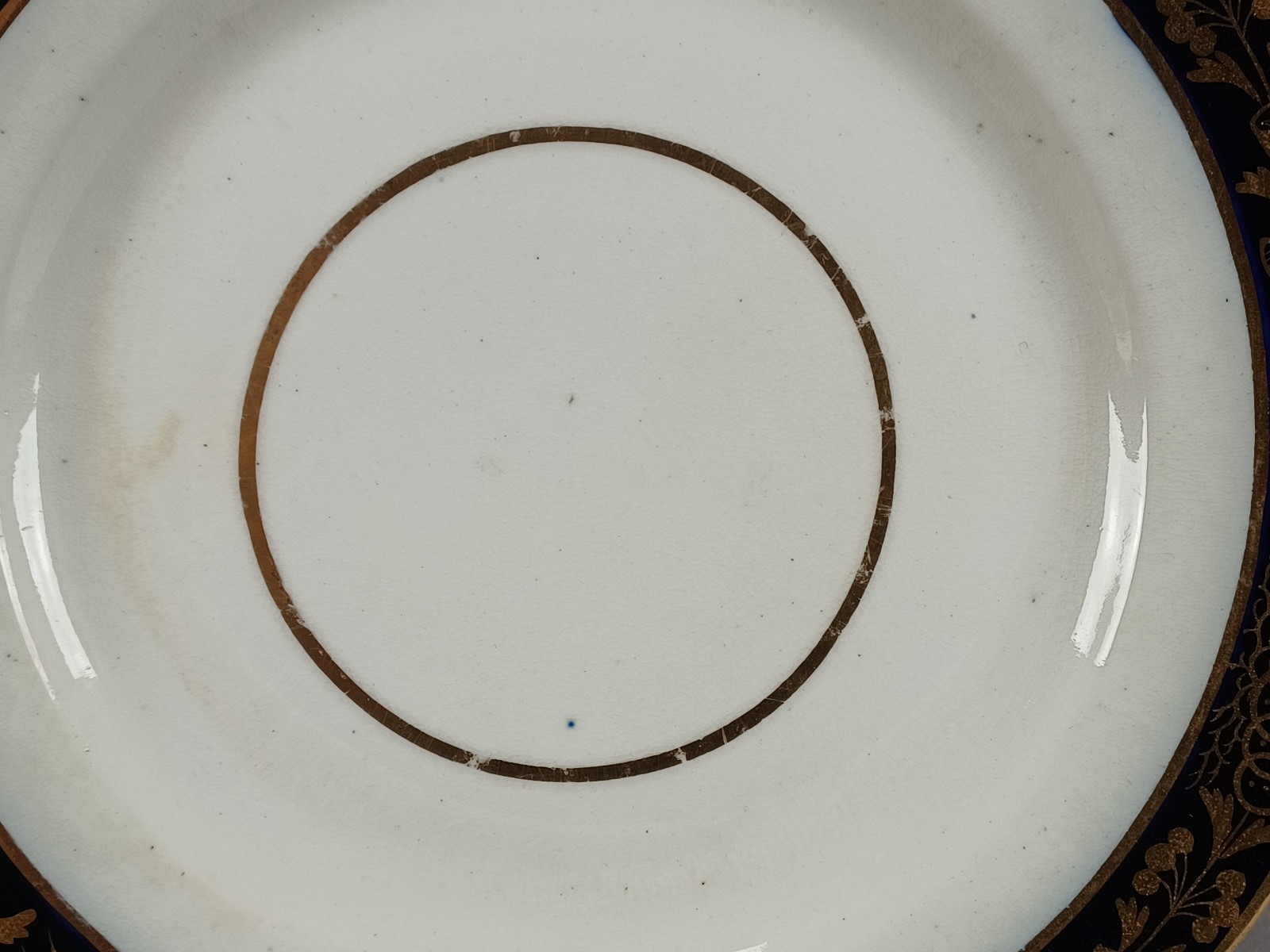 Chamberlain Worcester Gold Floral & Cobalt Border 9 1/8 Inch Plate C1800-1820 B