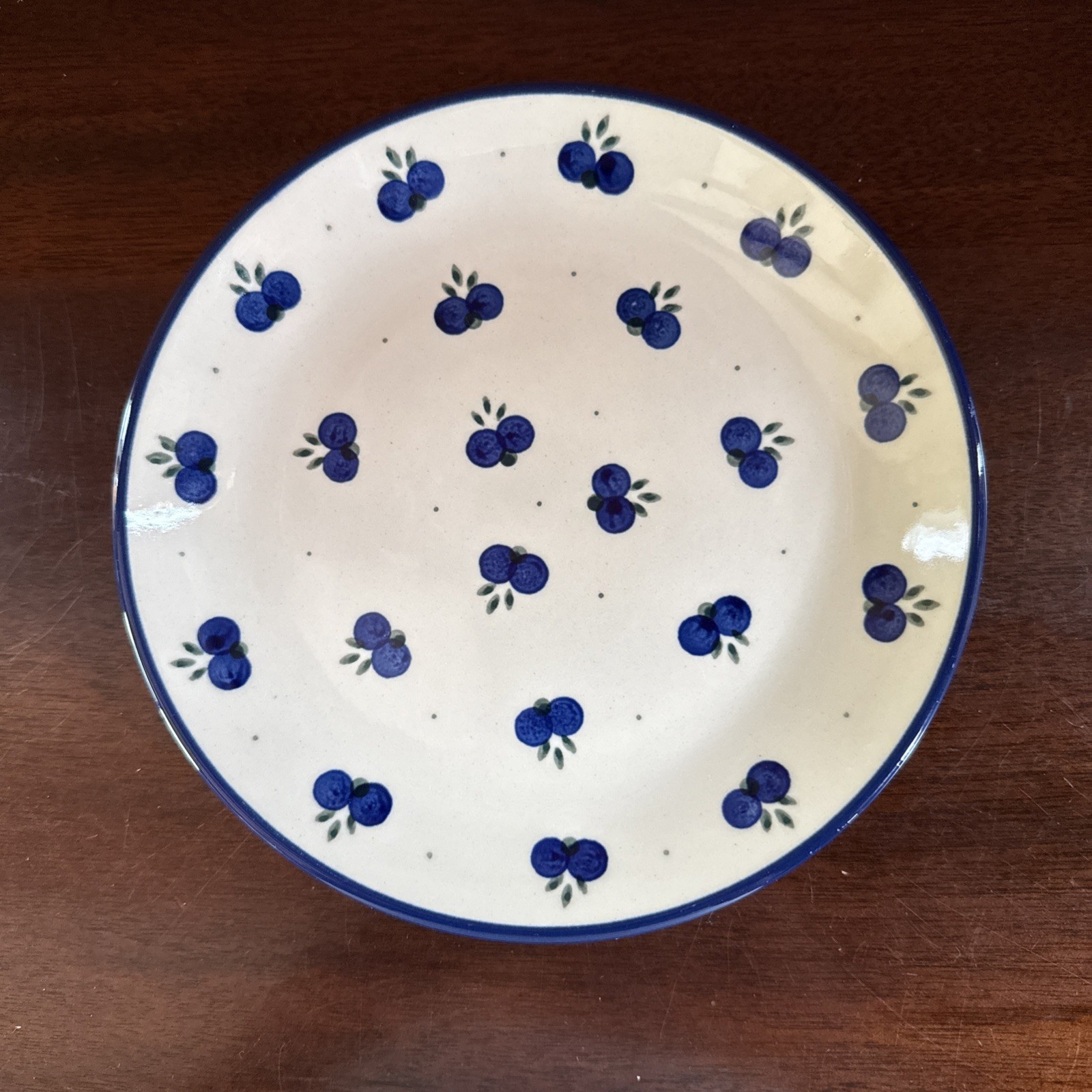 Polish Pottery Small Round Plate Hand Painted Boleslawiec- Berries