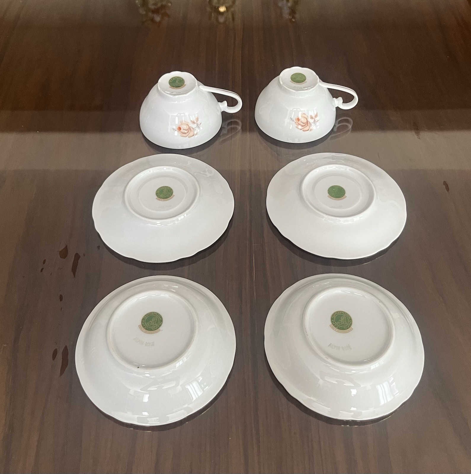 Vintage 10 Pieces Bohemian China Alpin Rose Porcelain Dining Set For 2