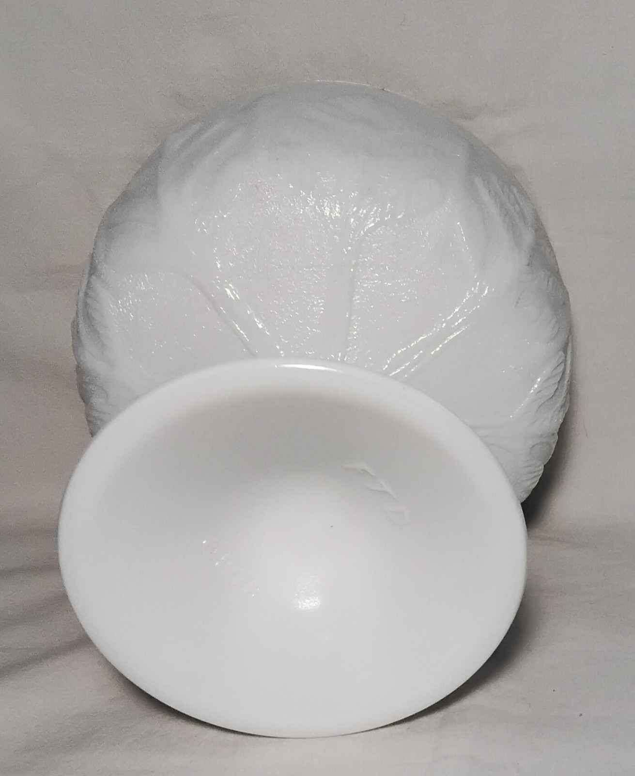 Vntg 1978 FTD Milk Glass Vase Dish Bowl Oak Leaf Pattern Compote Pedestal White
