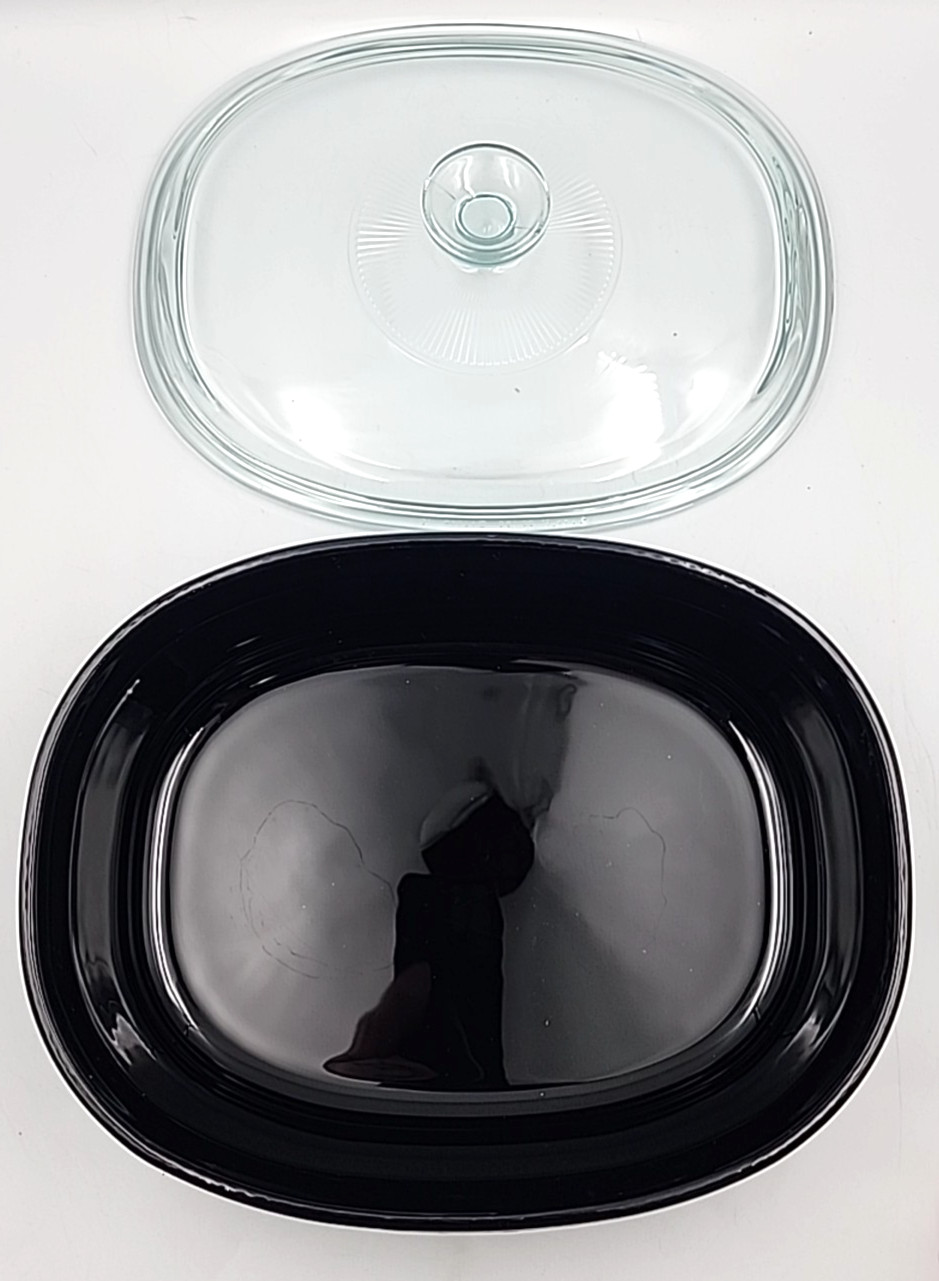 Corning Ware Casserole Dish French Black F-2-B 2.8L With Pyrex Lid Vintage