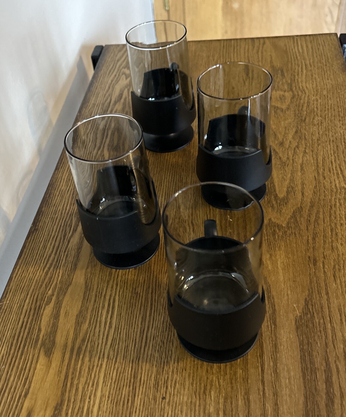 Vintage Corning Ware MCM glass-snap coffee stemless wine cups hot/cold set of 4